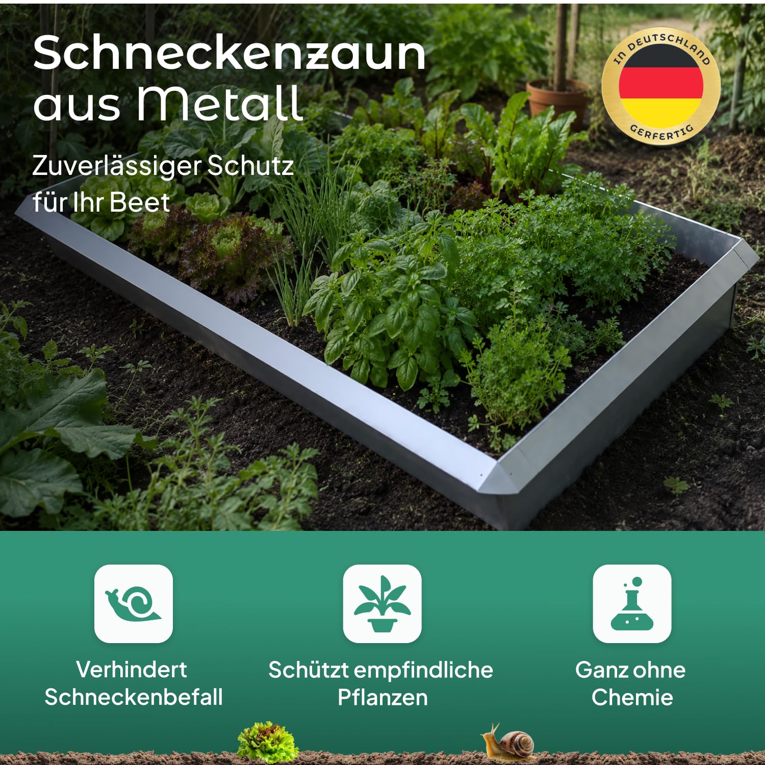 Lust Ideen aus Blech Typ 01 VDH Zink 12er Set 8 x 1,0 m Schneckenzaun und 4 x Eckverbindung 90° Weitere Auswahlmöglichkeiten