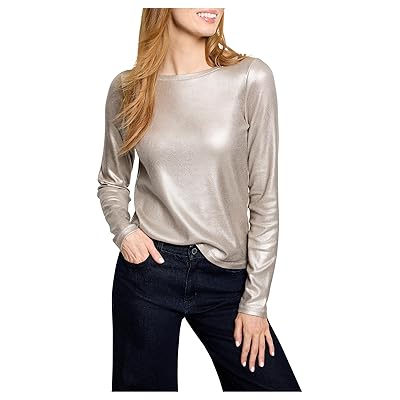 NIC+ZOE Glazed Rib Boat Neck T Shirts Women