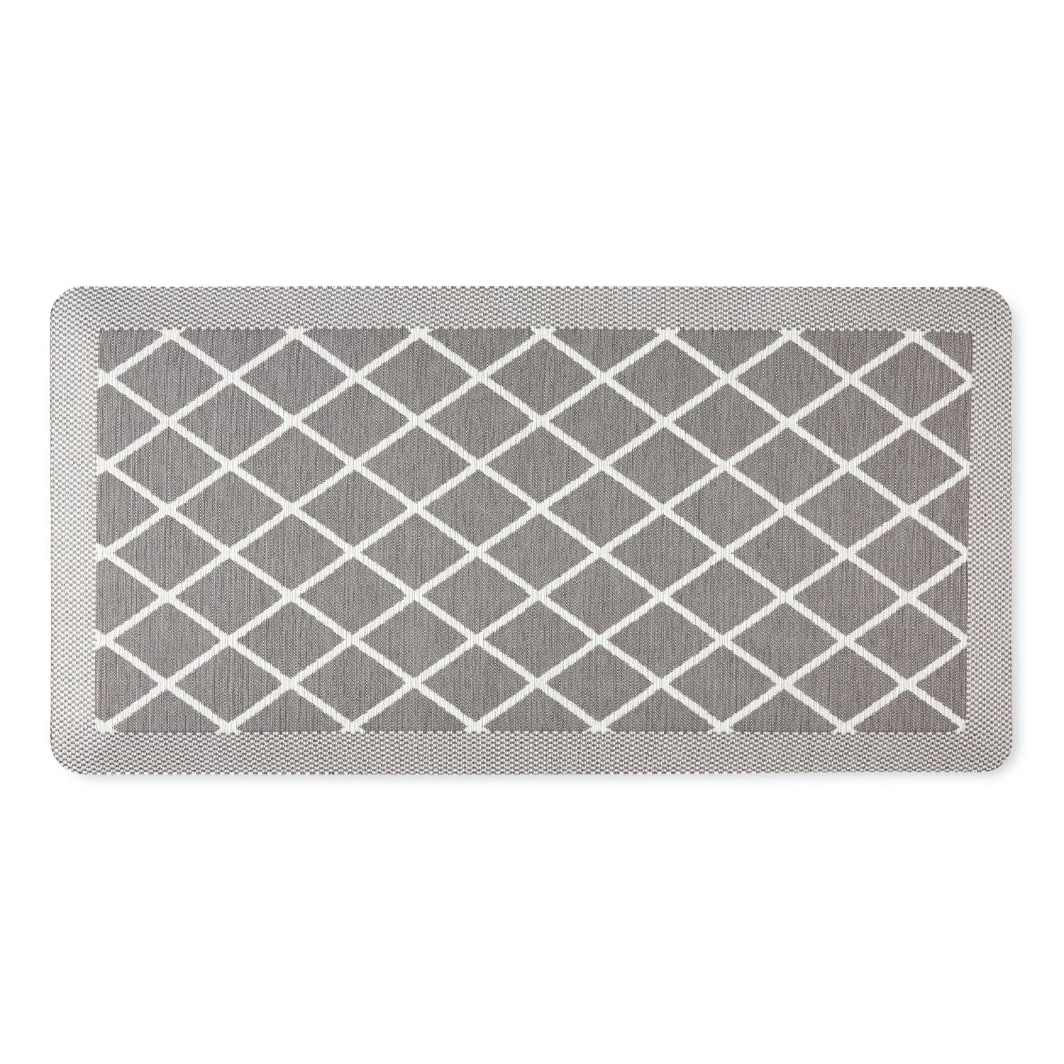 Martha Stewart Miles Modern Diamond Anti-Fatigue Air-Infused Kitchen Mat, Grey, 19.6"x39"