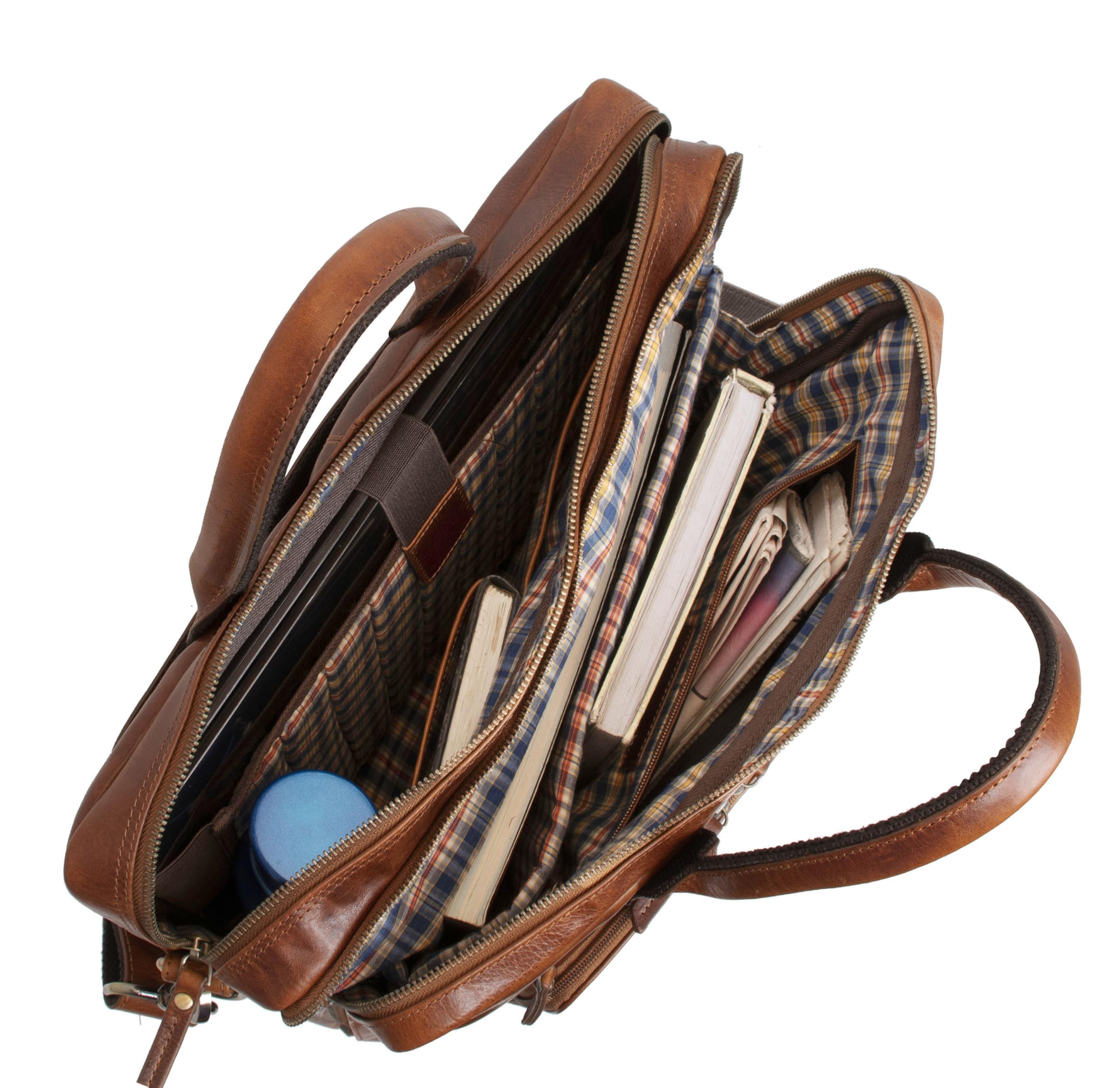 Marc Peter® Hamilton Businesstasche Herren Leder 15,6 Zoll | Leder Laptoptasche | Groß Aktentasche Umhängetasche aus Vintage Rindsleder
