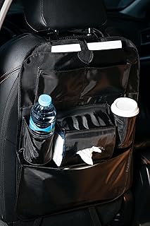 Backseat Car Organizer – Waterproof Seat Protector and Kick Mat with Cup Holders, Tissue Dispenser, and Storage Pockets – Universal Fit for Cars, SUVs, and Trucks