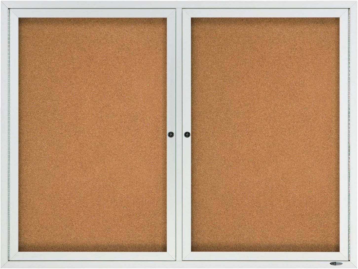Quartet Bulletin Board, 4' x 3' Enclosed Cork Notice Board, Lockable Swing Door, Weather Resistant Aluminum Frame (2124)