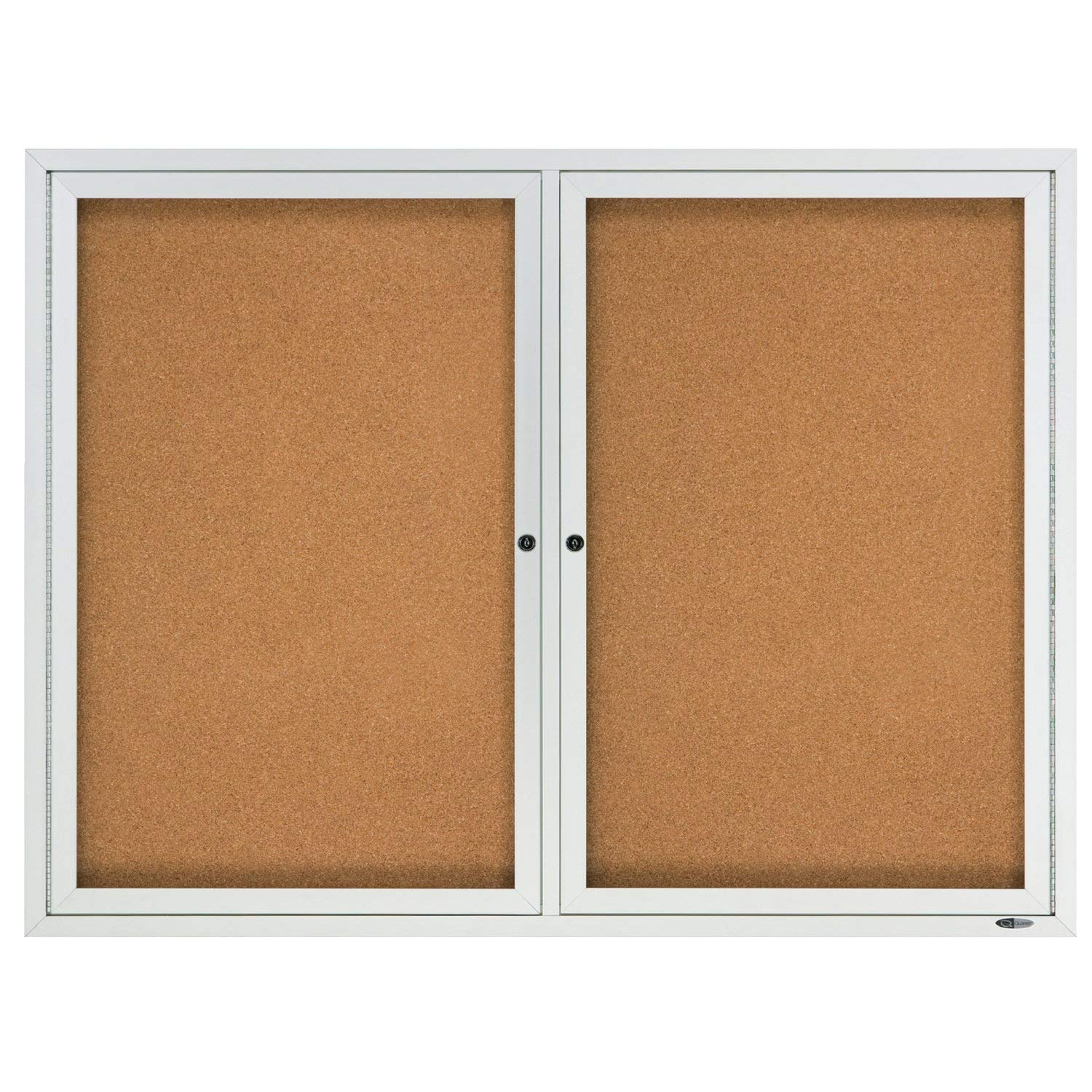 Quartet Bulletin Board, 4' x 3' Enclosed Cork Notice Board, Lockable Swing Door, Weather Resistant Aluminum Frame (2124)