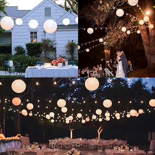 Miniatura 6 de Guirnalda de luces blancas de 25 pies con 10 bombillas LED G40, linternas blancas chinas colgantes de nailon conectables para interiores y