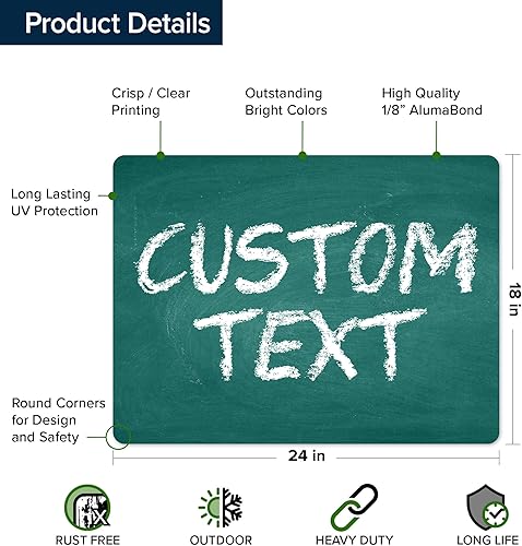 Miniatura 865 de My Sign Center - Letrero personalizado, 11 colores de fuente, 13 estilos de fuente, 4 opciones de agujero, 22 tamaños, 8 x 32 pulgadas, sin óxido,