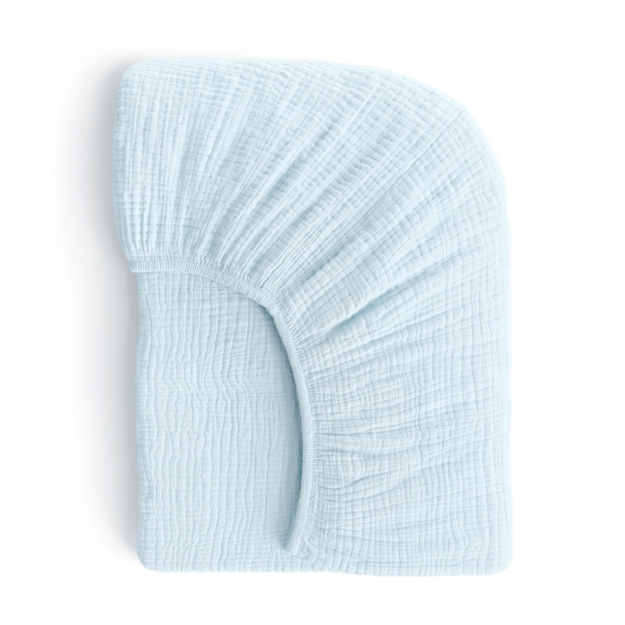 ROMY RO Muslin Crib Sheets, 100% Organic Cotton, Breathable and Ultra-Soft, Standard Crib Sheet Mattress (28"x 52") for Girls and Boys, Neutral Fitted Baby Crib Sheet (Light Blue) โ image 1