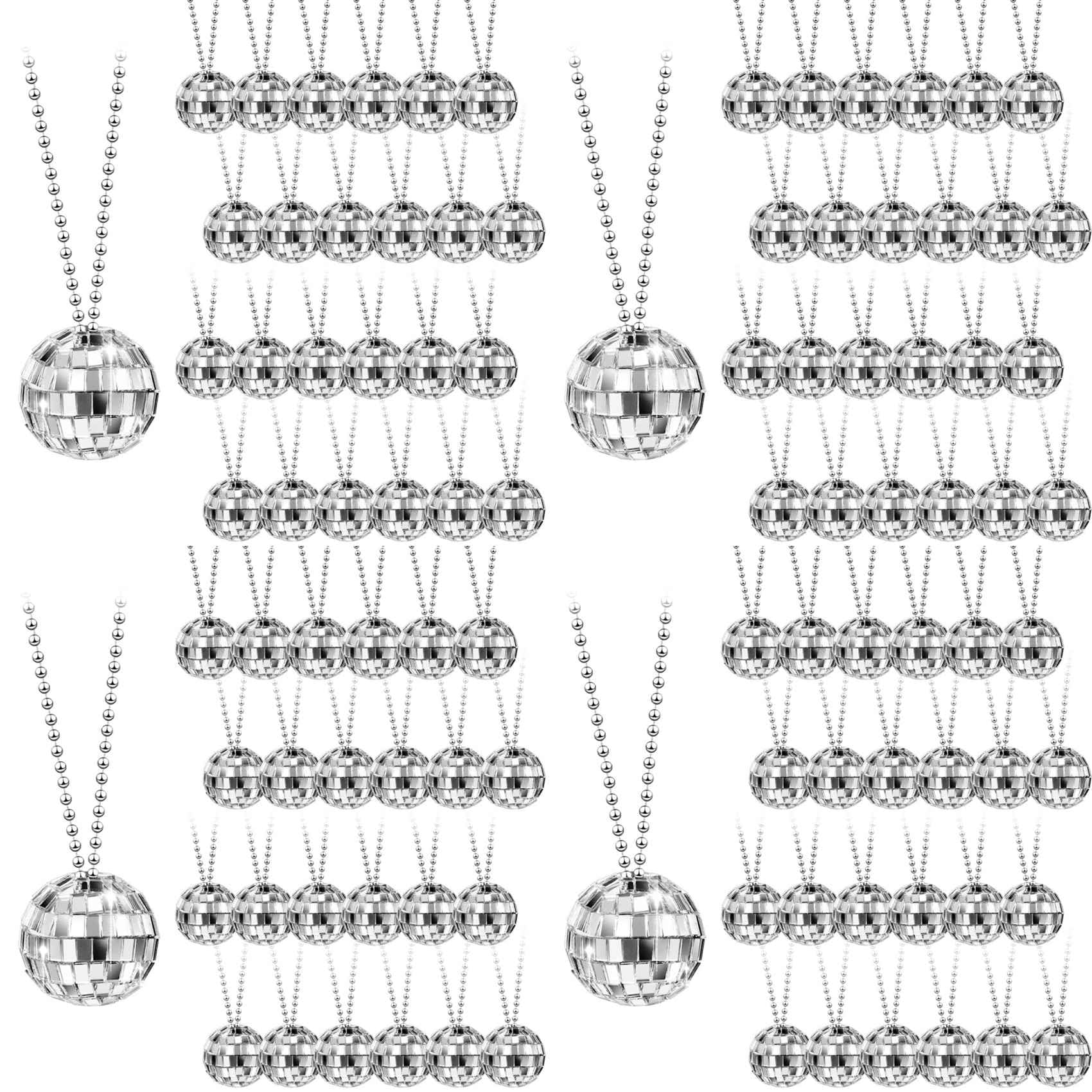 144 pièces colliers de costume de boule disco miroir argenté de 1,18 pouces