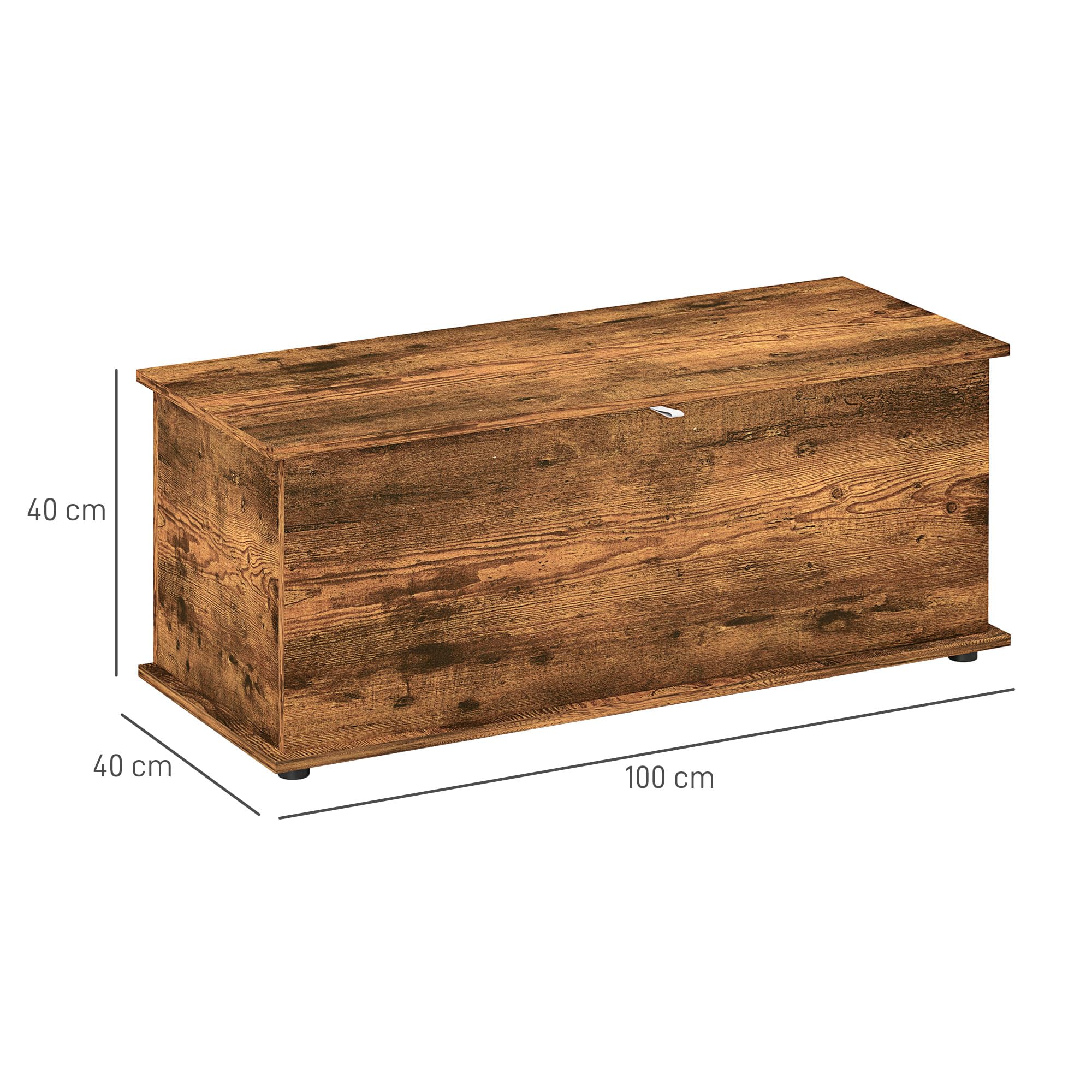 HOMCOM Banco de Almacenaje, Baúl Interior con Pies Antideslizantes, Capacidad 60 kg, Baúl Interior de Madera, para Dormitorio y Entrada, 100x40x40 cm, Marrón