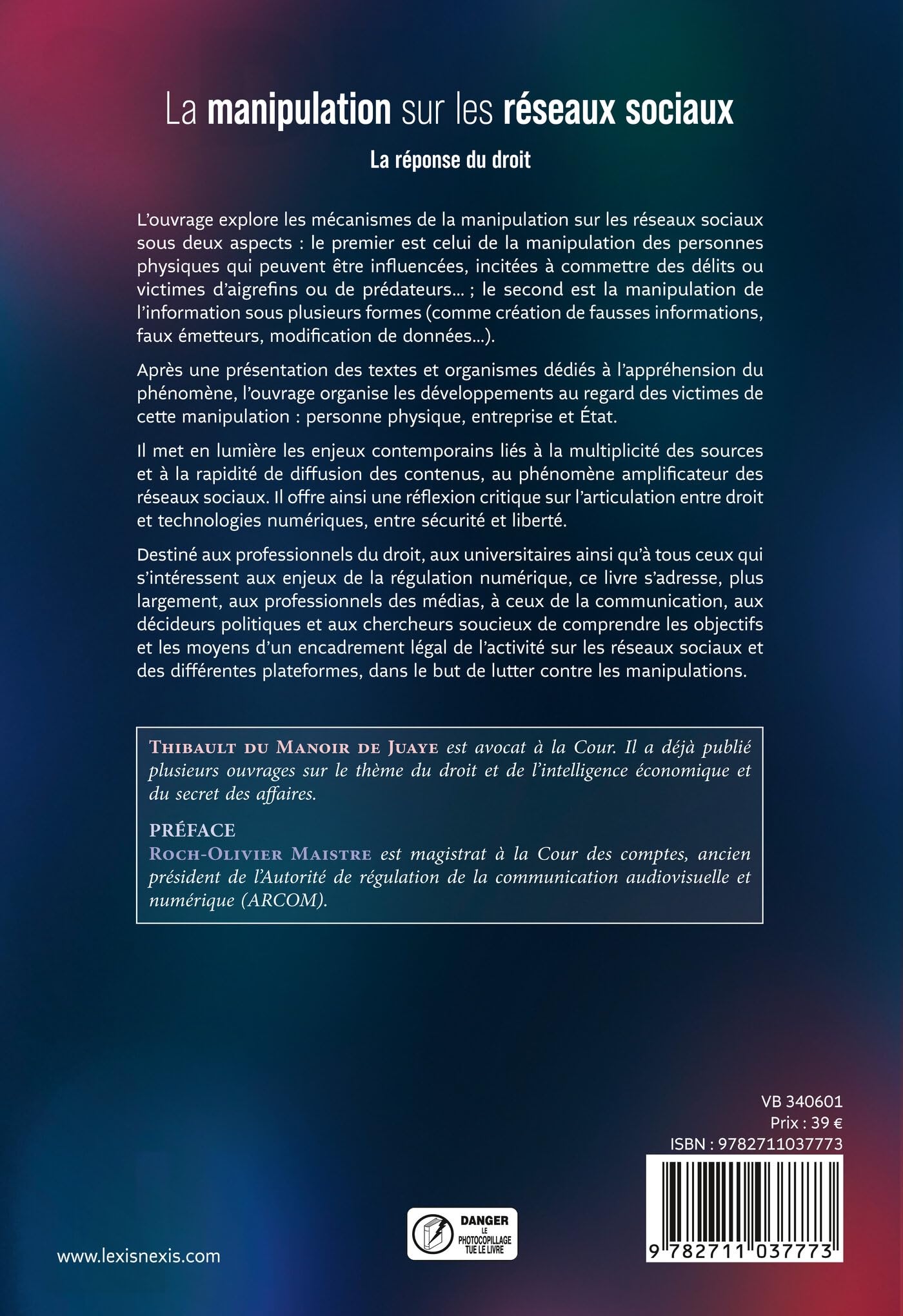 La manipulation de l'information sur les réseaux sociaux - Aspects juridiques