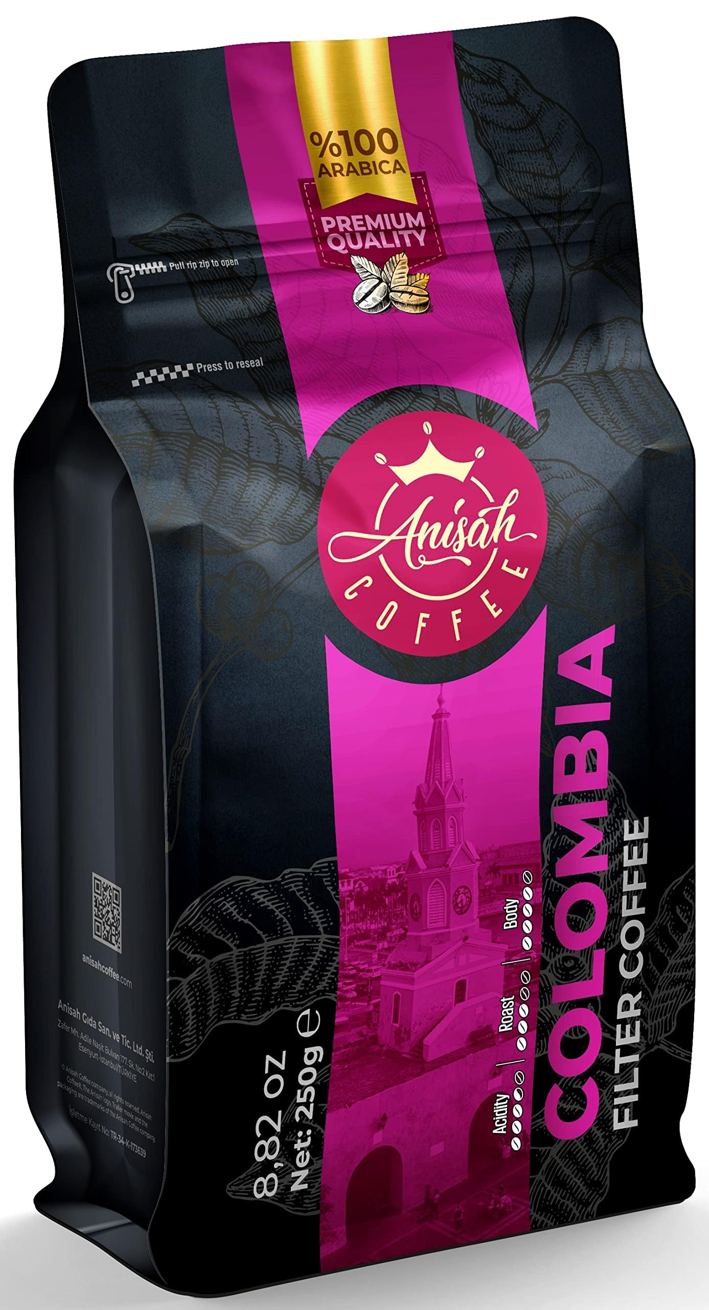 Anisah Coffee Kolombiya Öğütülmüş Filtre Kahve 250 gr