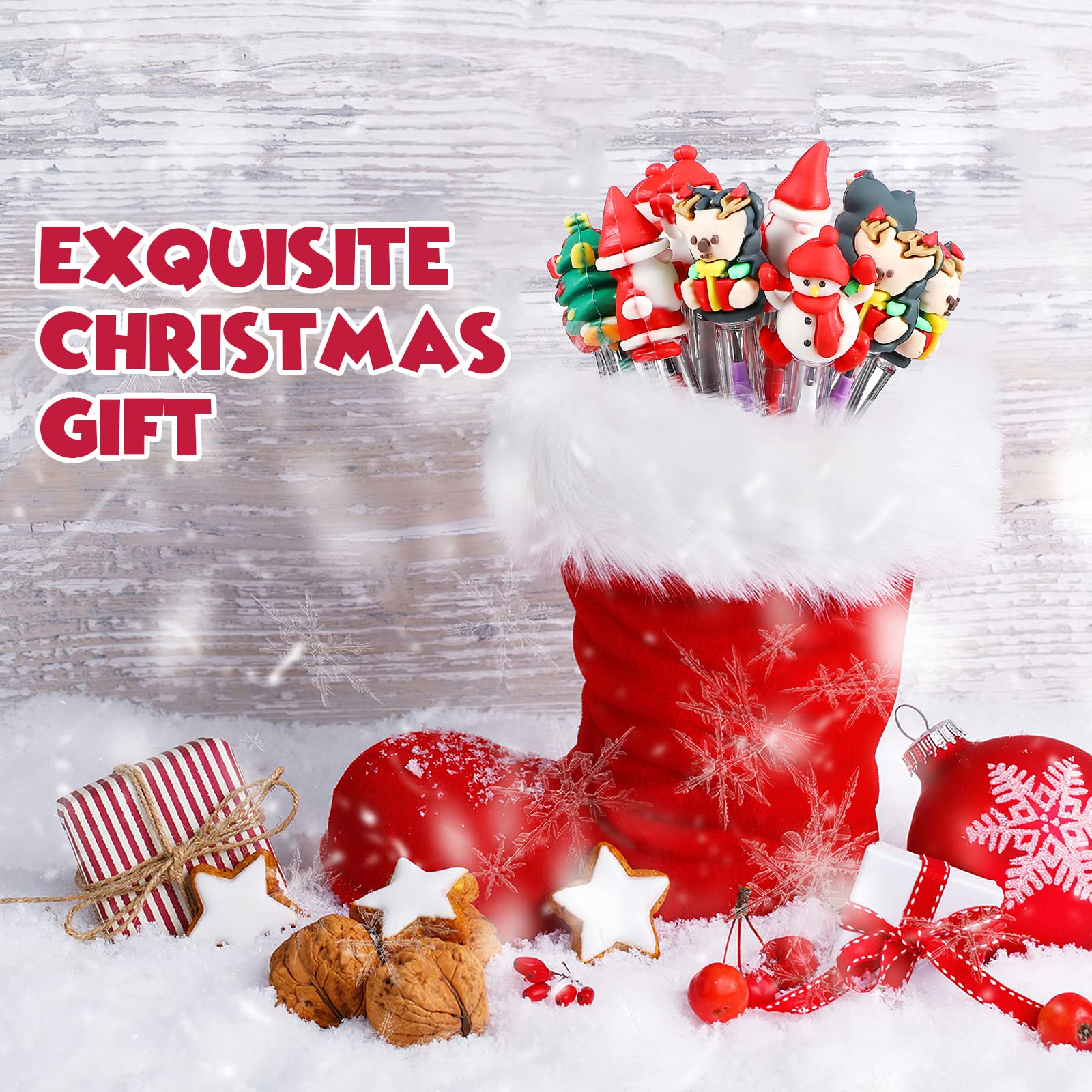 Toyvian 16Pack Matite di Natale Matite Non per Affilare a Punta Impilabile Matita Push Bambini Matita Impilabile Babbo Natale Albero Cervo Pupazzo di Neve di Natale