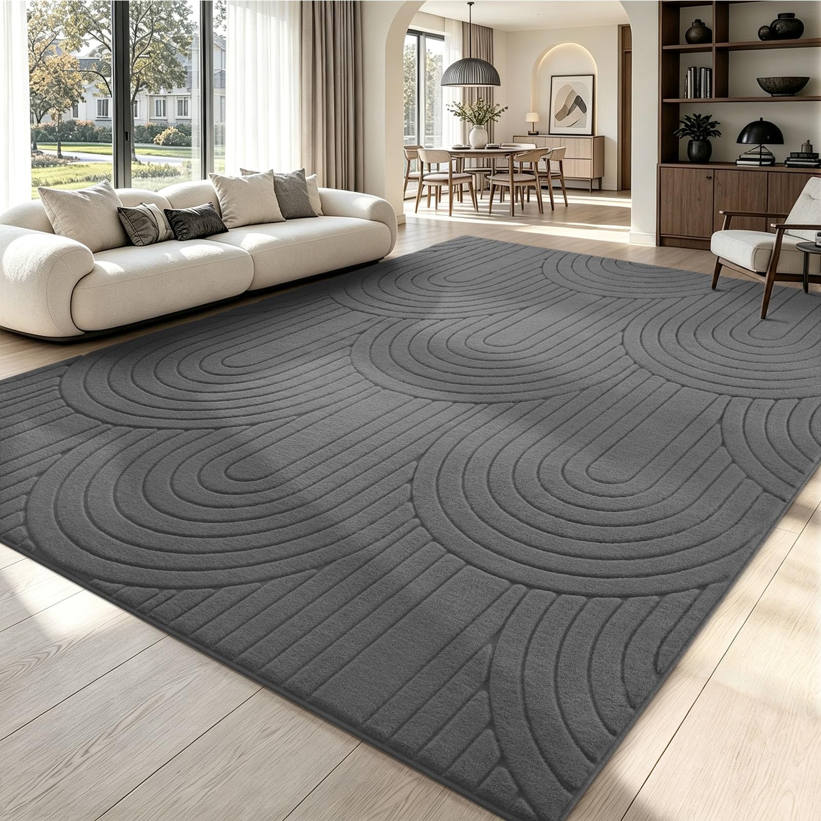 Sour Lemon Washable Rugs For Living Room,240x300cm Grey Rugs for Bedroom