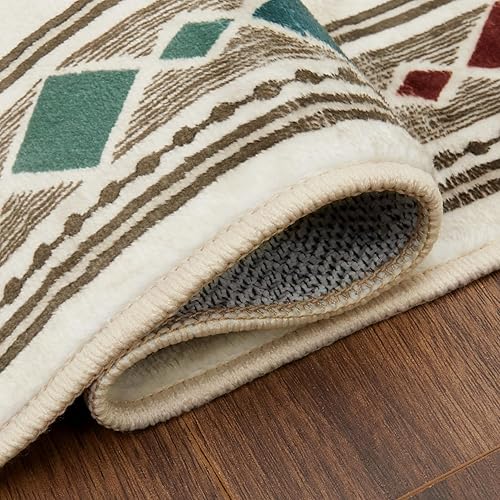 Miniatura 2 de Alfombra de pasillo de 2 x 6 pies, lavable, con borde geométrico, antideslizante, resistente a las manchas, moderna alfombra de cocina, entrada,