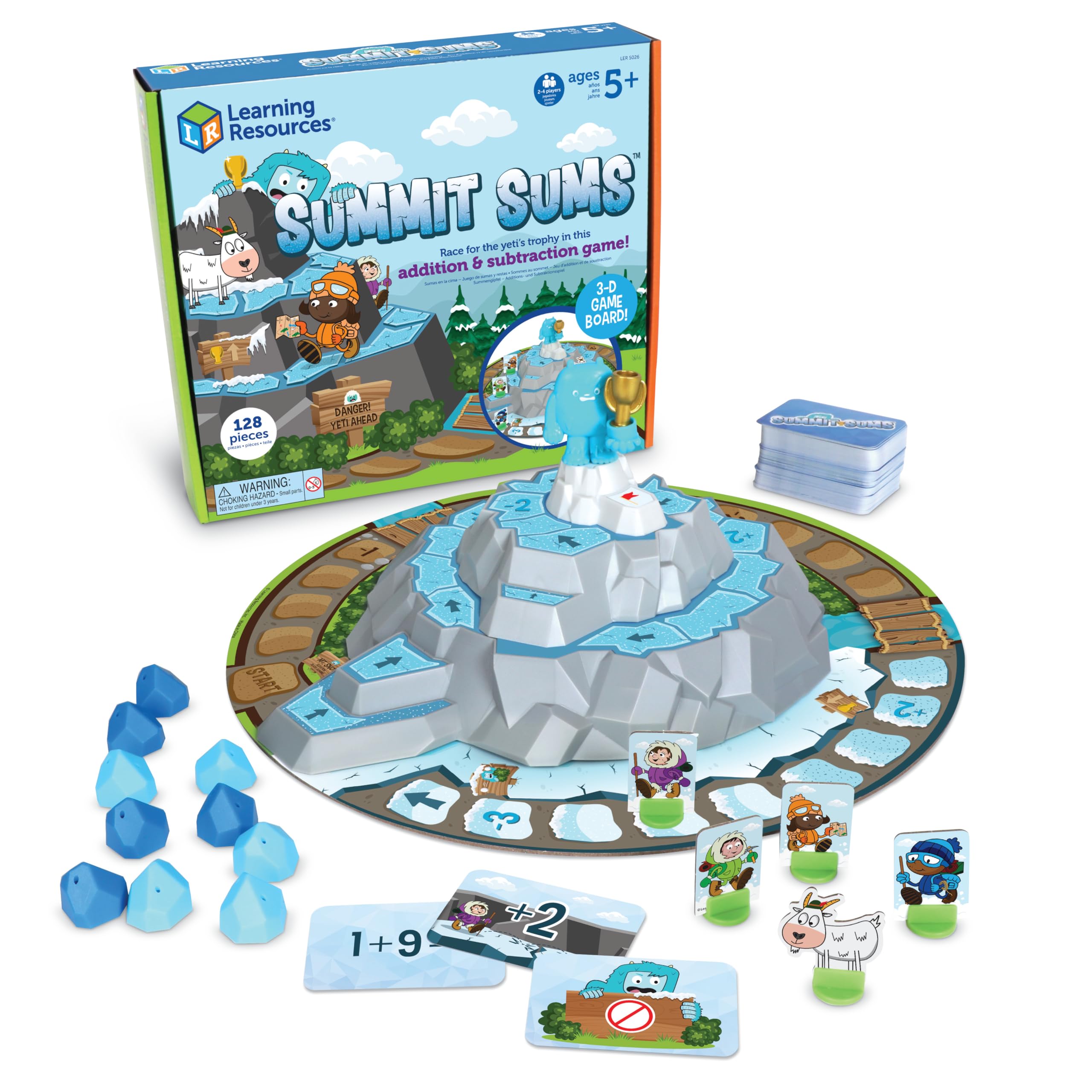 Learning Resources Summit Sums,128 Pieces, Ages 5+, Educational Games, Math Games, Games for Kids