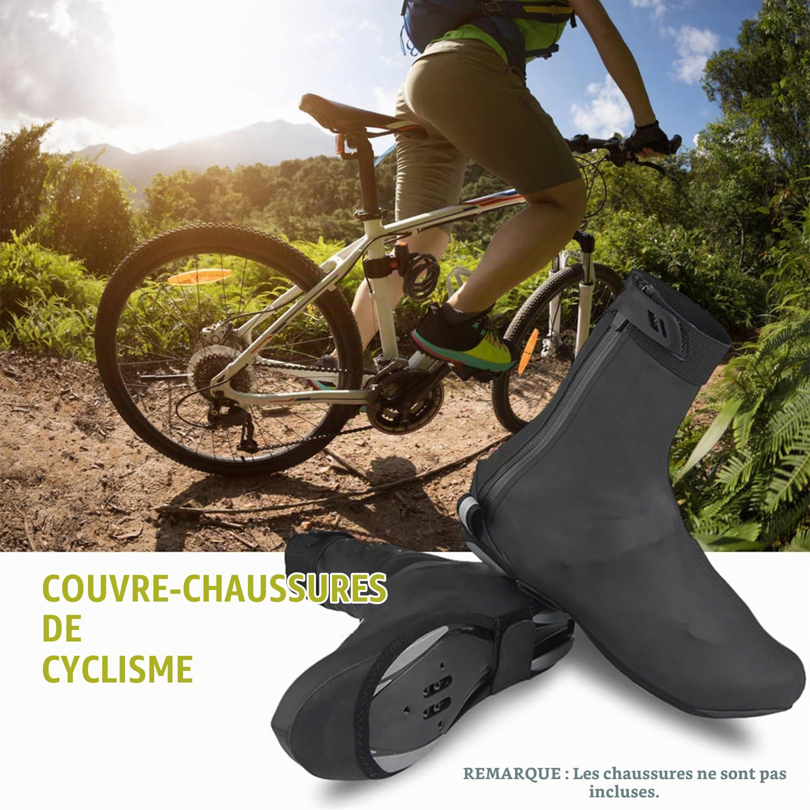 Couvre-chaussures de vélo, imperméables, coupe-vent, réfléchissants, pour hommes, femmes, housses thermiques pour chaussures de vélo de montagne