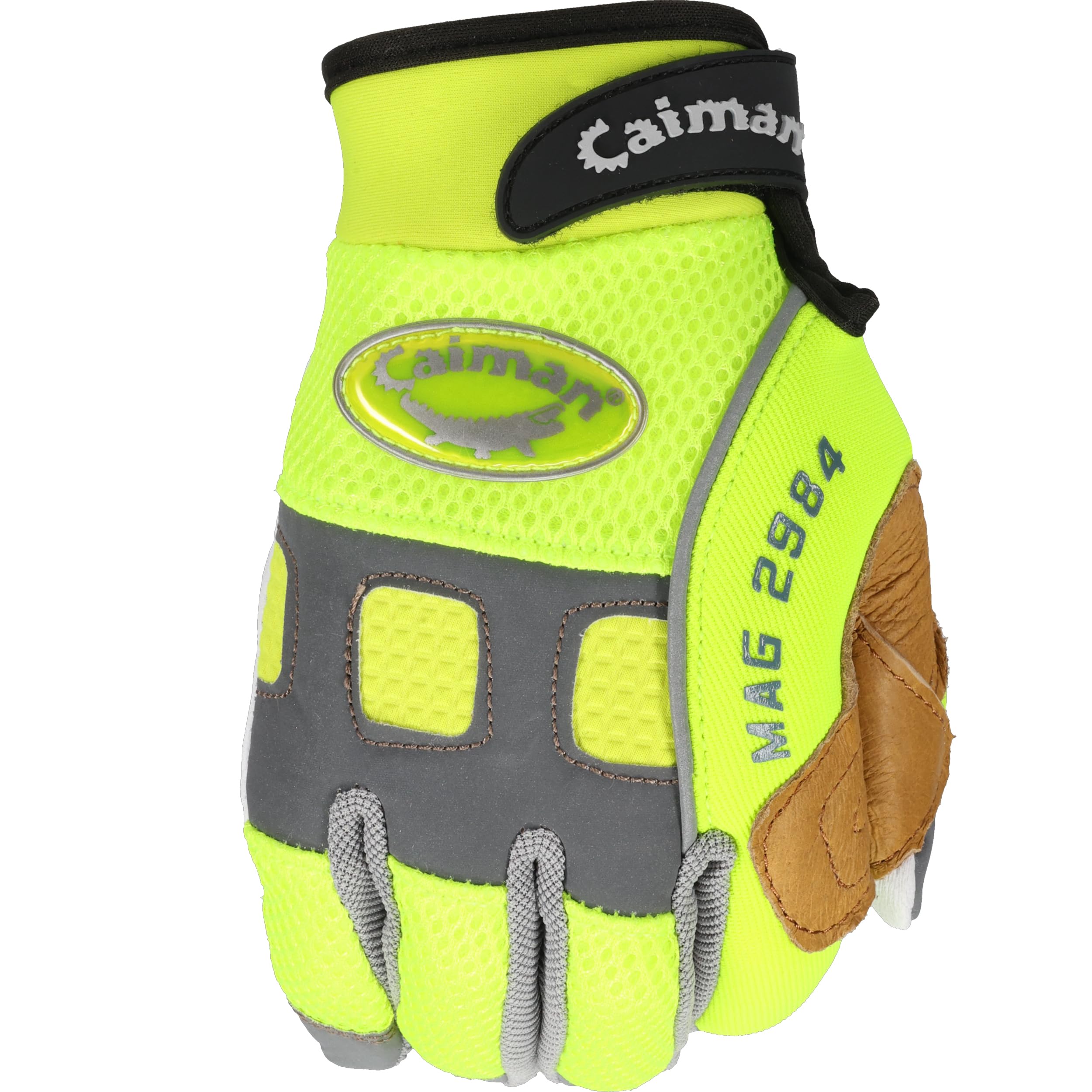 Caiman – 2984 – 4 Rappelling & cuerda manejo guantes con palma de cabra y capa de refuerzo de cerdo granulada, tamaño mediano