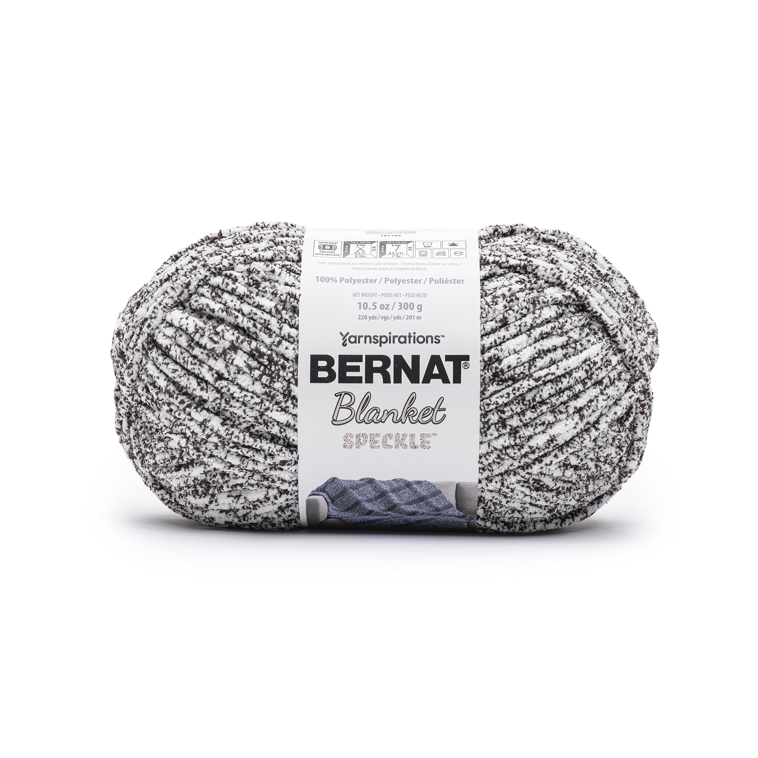 Bernat Blanket Speckle Typewriter Włóczka – zestaw 2 motków po 300 g – poliester – grubość #6 – 200 metrów – do robienia na drutach i szydełkowania, Squall (niebiesko-biała)