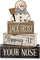 Vista 52 de 4 piezas de decoración de mesa de madera de granja, decoración de bandeja escalonada para decoración rústica retro de madera en forma de casa