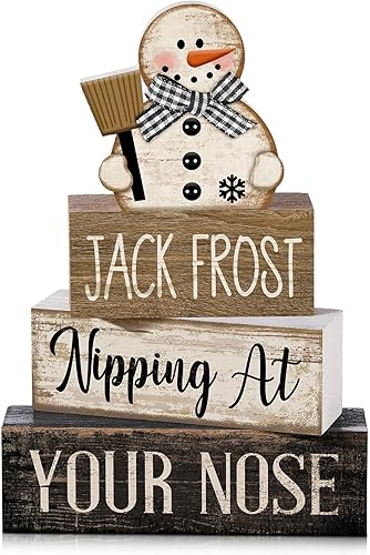 Miniatura 52 de 4 piezas de decoración de mesa de madera de granja, decoración de bandeja escalonada para decoración rústica retro de madera en forma de casa,