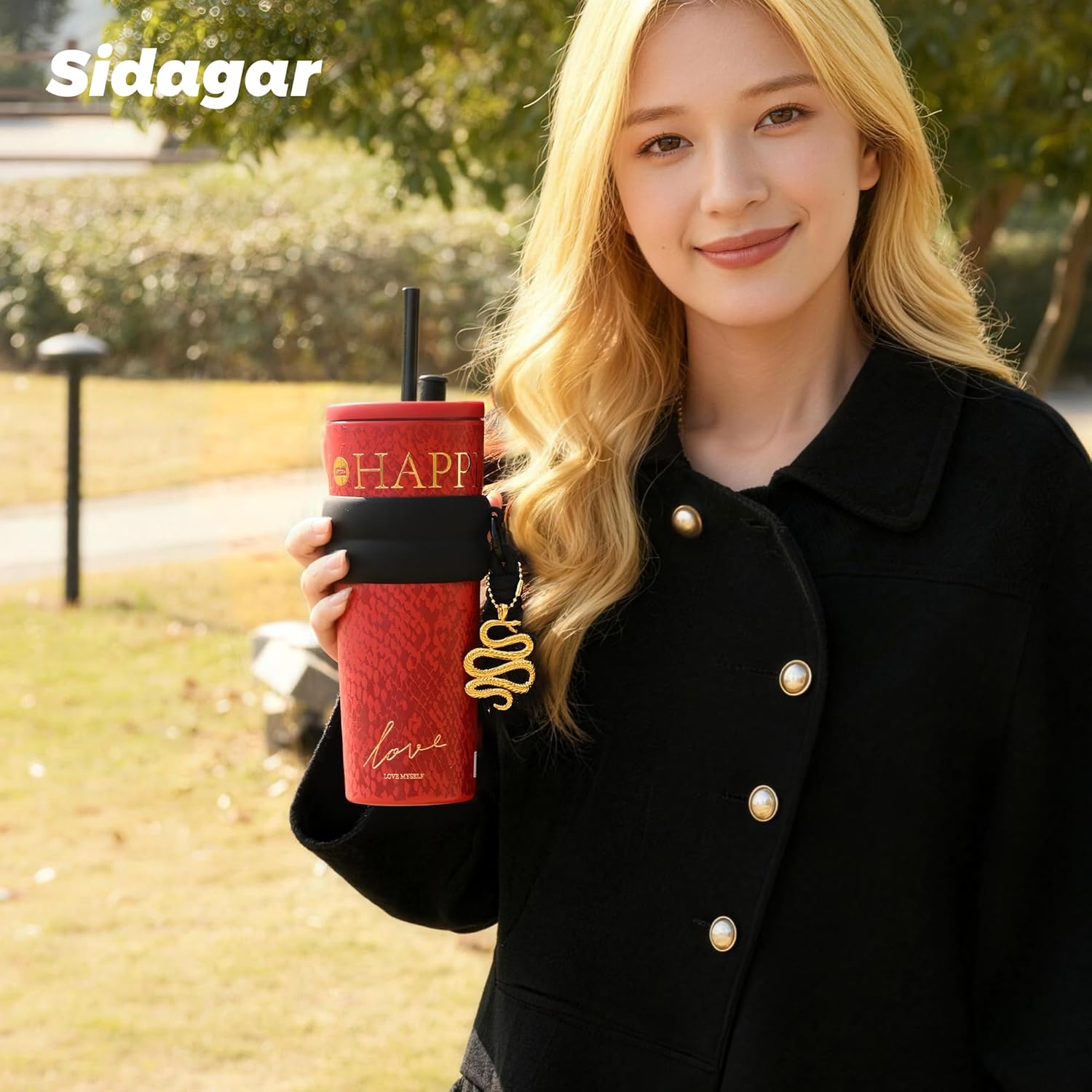 24 oz Tumbler with Lid and Straw, Insulated Coffee Mug Leak Proof, Portable Iced Travel Water Bottle, Reusable Thermal Coffee Cup, Gifts for Women, Red - Image 9