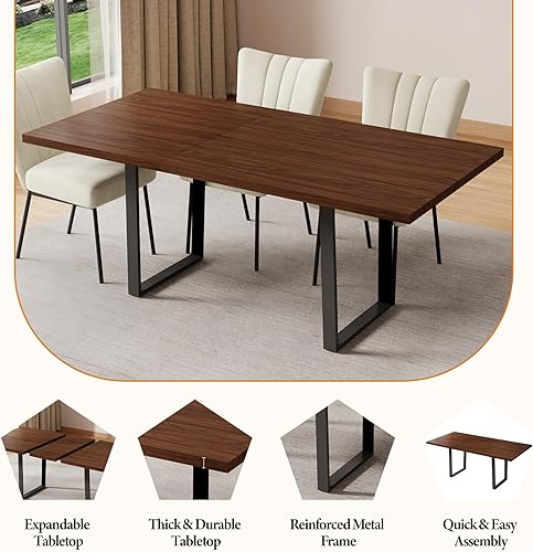 Miniatura 6 de ZckyCine Juego de mesa de comedor para 6 a 8 personas mesa de cocina y sillas modernas y extensibles con 6 sillas de comedor tapizadas de cuero 1