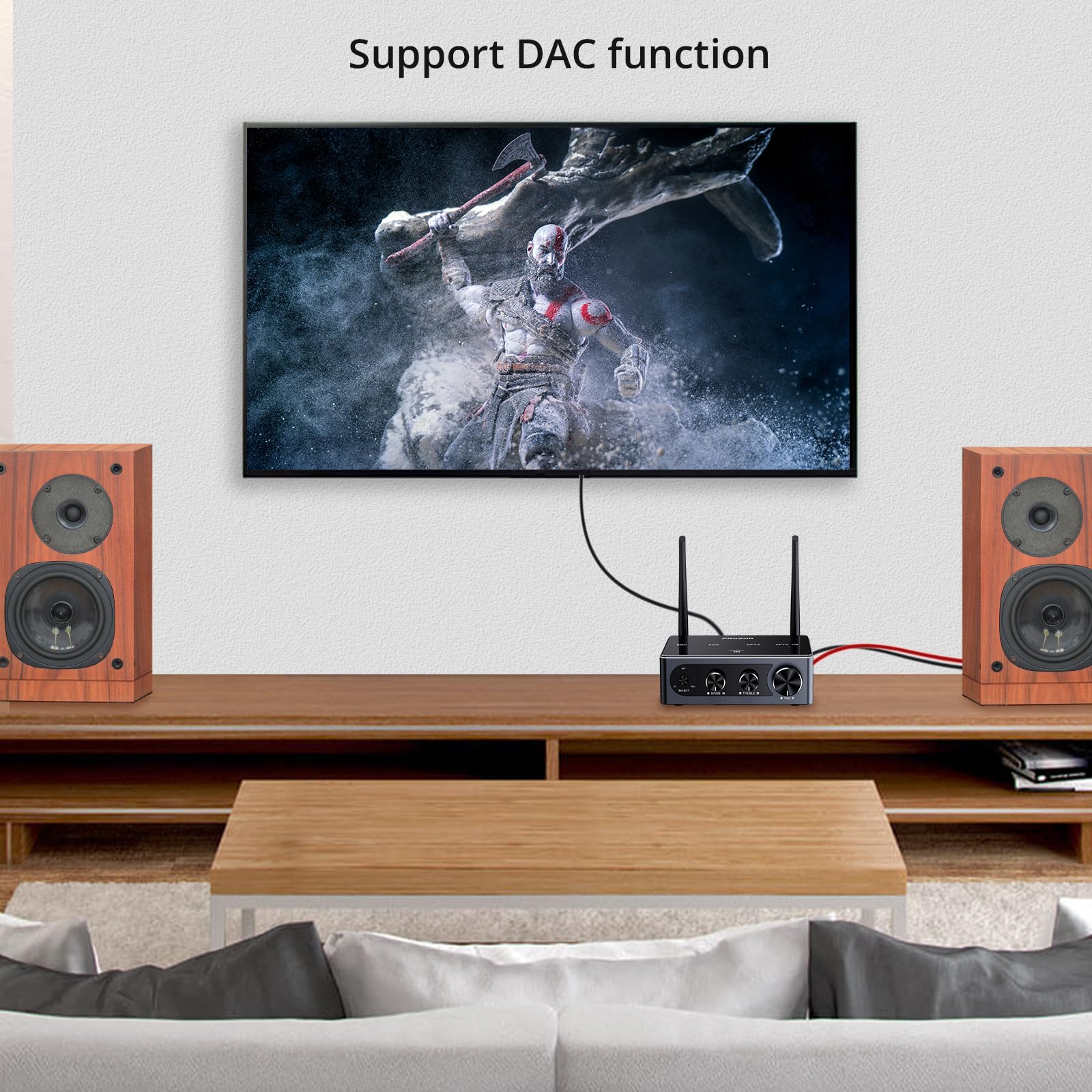 PROZOR Amplificador Audio 100W x 2 Soporta APTX-HD ACC HiFi Bluetooth 5.2 Sonido de Entrada óptica 192khz/24Bit con Control de Volumen de Agudos Graves para Altavoz Pasivo