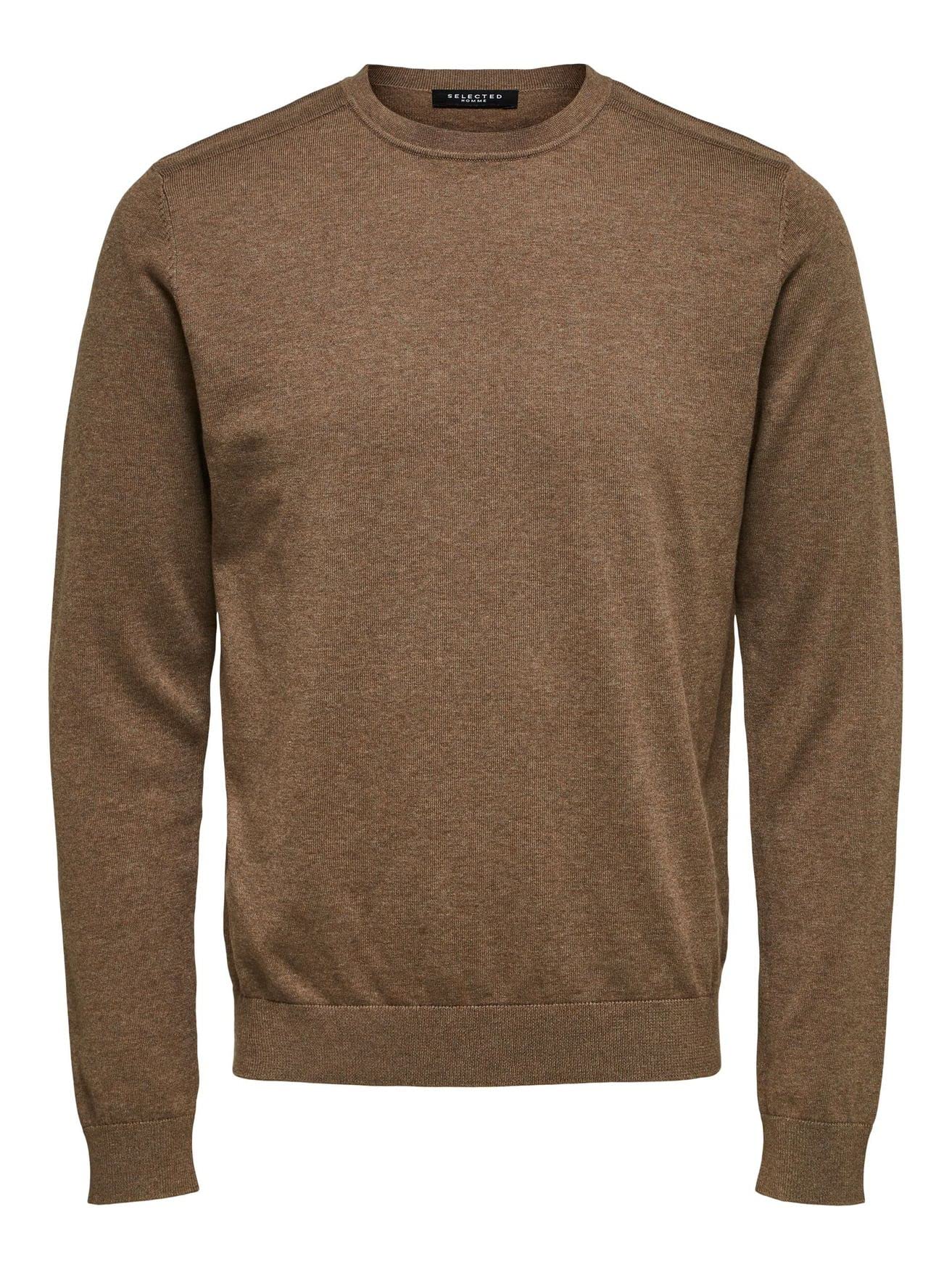 SELECTED HOMME Men's Slhberg Crew Neck B Noos Pullover, Teak/Detail: Melange, M