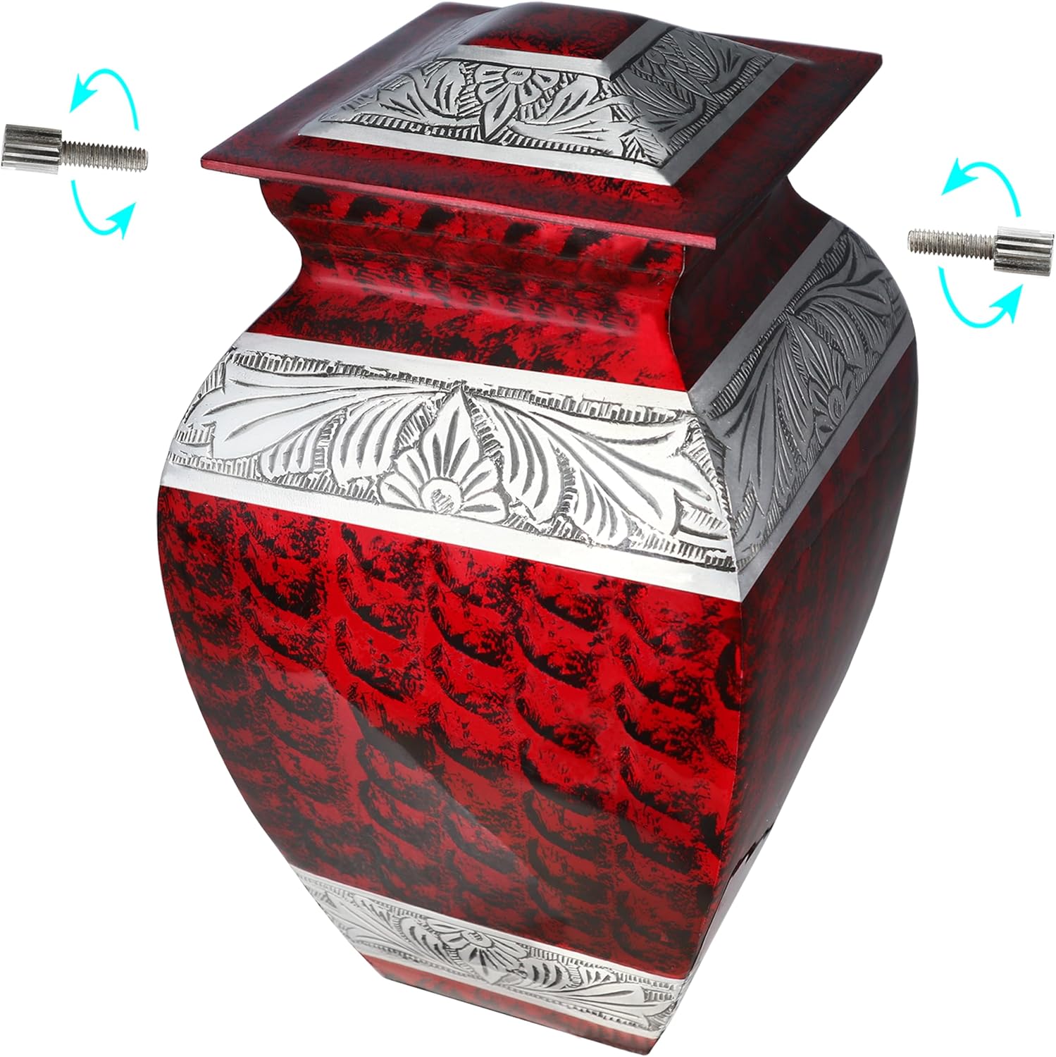 Urns for Human Ashes Adult Female & Male, Cremation Urn for Ashes for Women & Men, Funeral Urns for Burial, Decorative Square Urn for Women or Man, Red - Large Size - Image 8