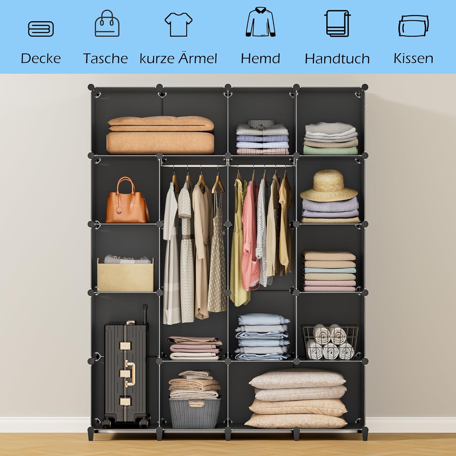 Internal organization examples for the HOMIDEC wardrobe