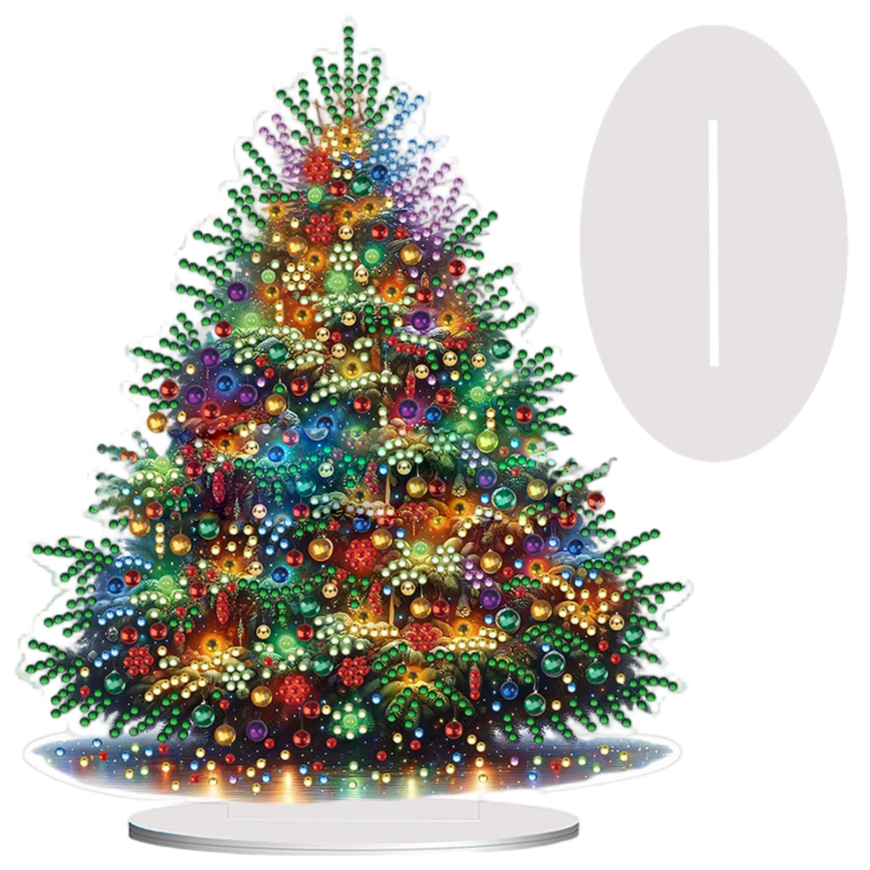 Christmas Diamond Art Kits, 5D Acrylic Tree Christmas Diamond Art Painting Desktop Ornament for Home Office Tabletop| Kits for Adults