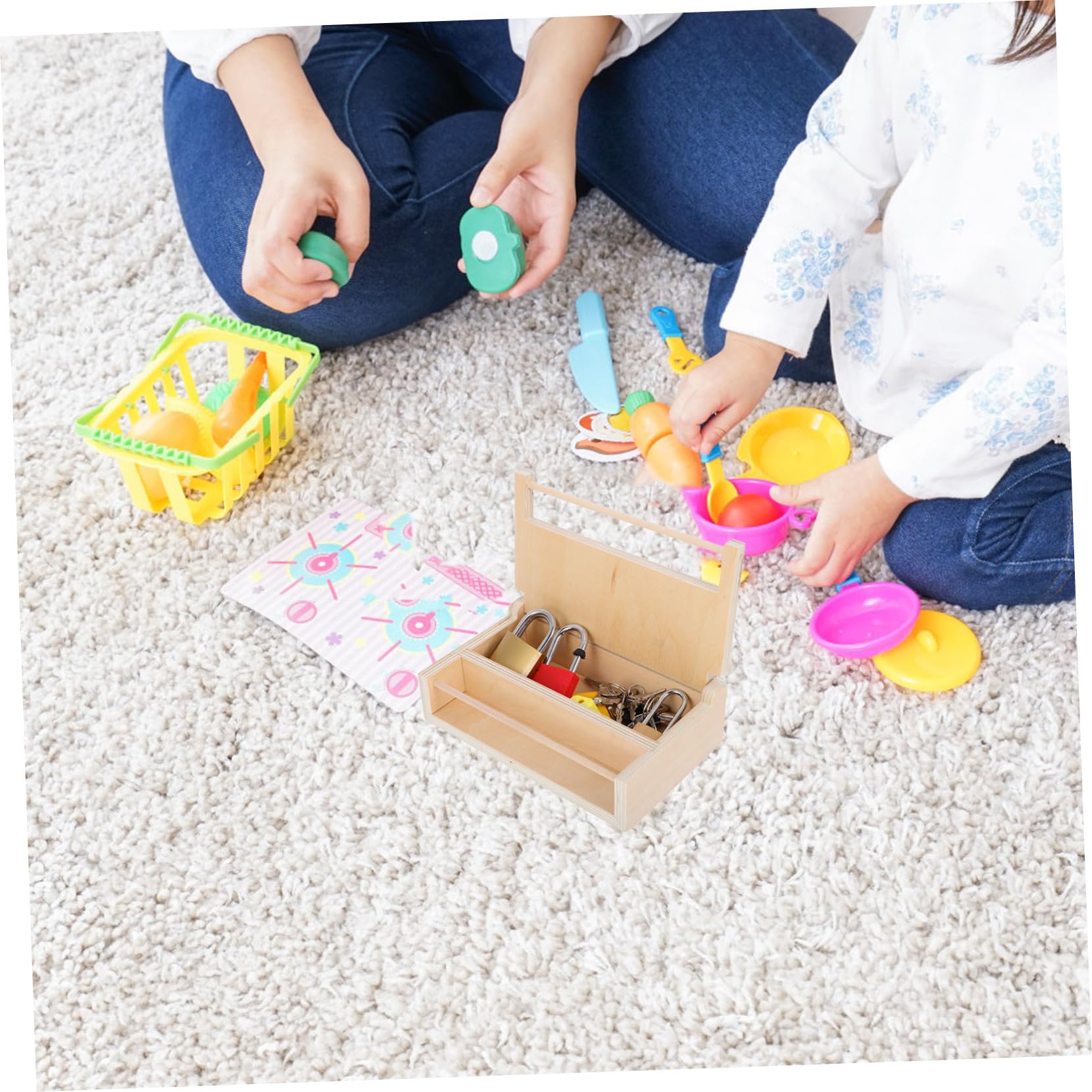 Jeu Montessori Clés et Serrure en Bois Métal pour Tout-Petits