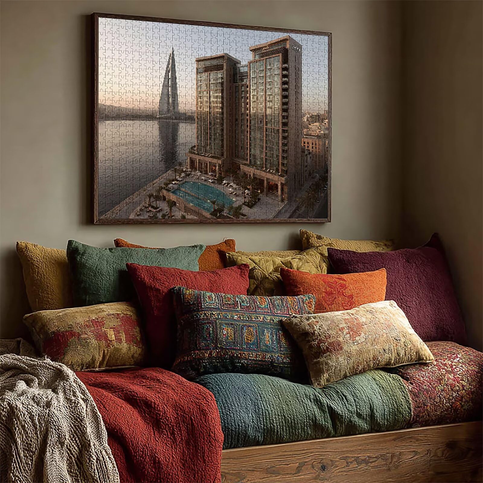 Stadt Puzzle 6000 Teile für Erwachsene, DIY Holzpuzzle 179x105cm, Holzpuzzle Erwachsene für Die Ganze Familie, Groß Deko Puzzles und Geschenke, Clevere Rätsel, Geschenk für Mädchen, (KüSte) N-6421
