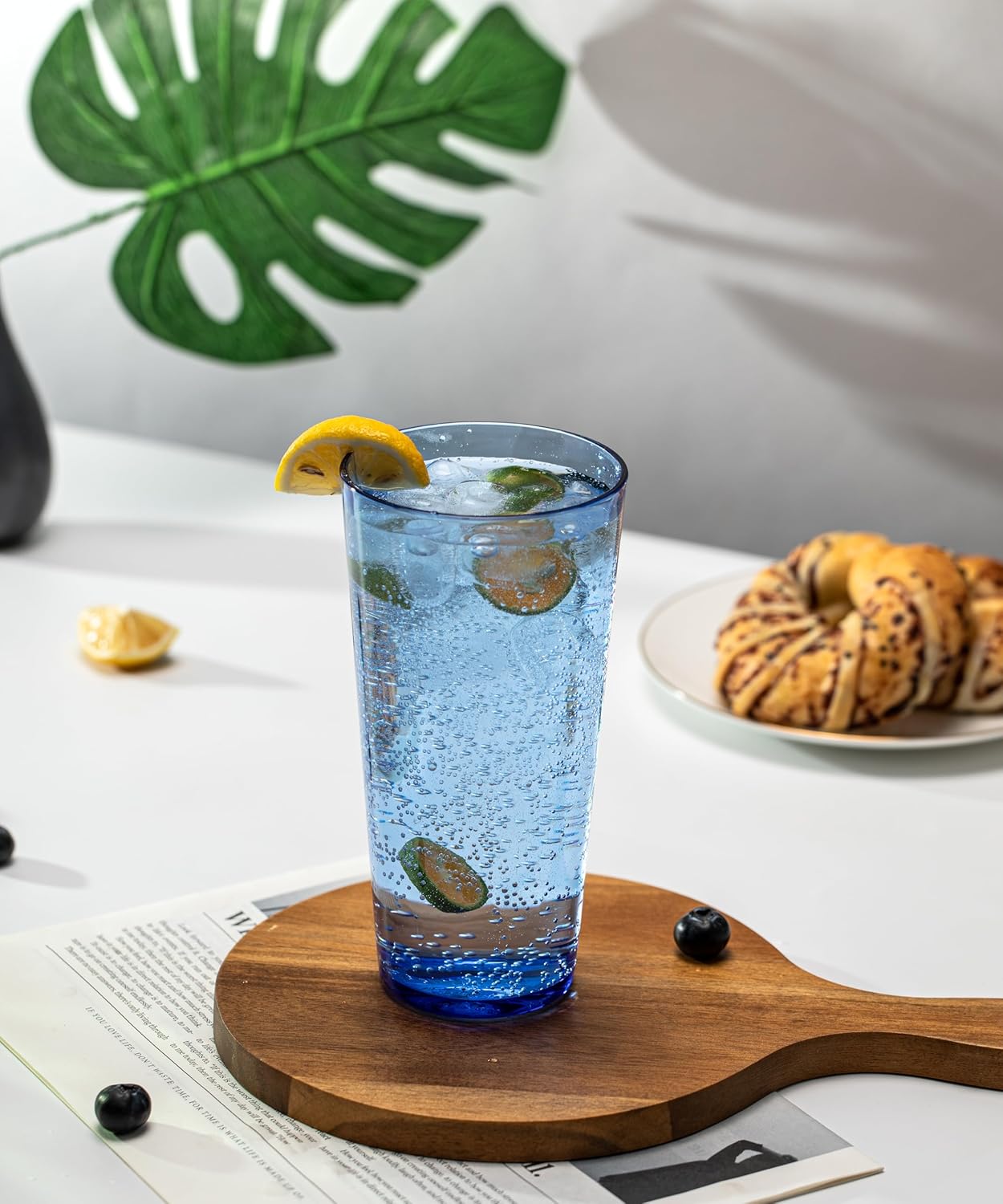 KOXIN-KARLU Mixed Drinkware 26-ounce Plastic Tumbler Acrylic Water Glasses, set of 6 Blue - Image 4