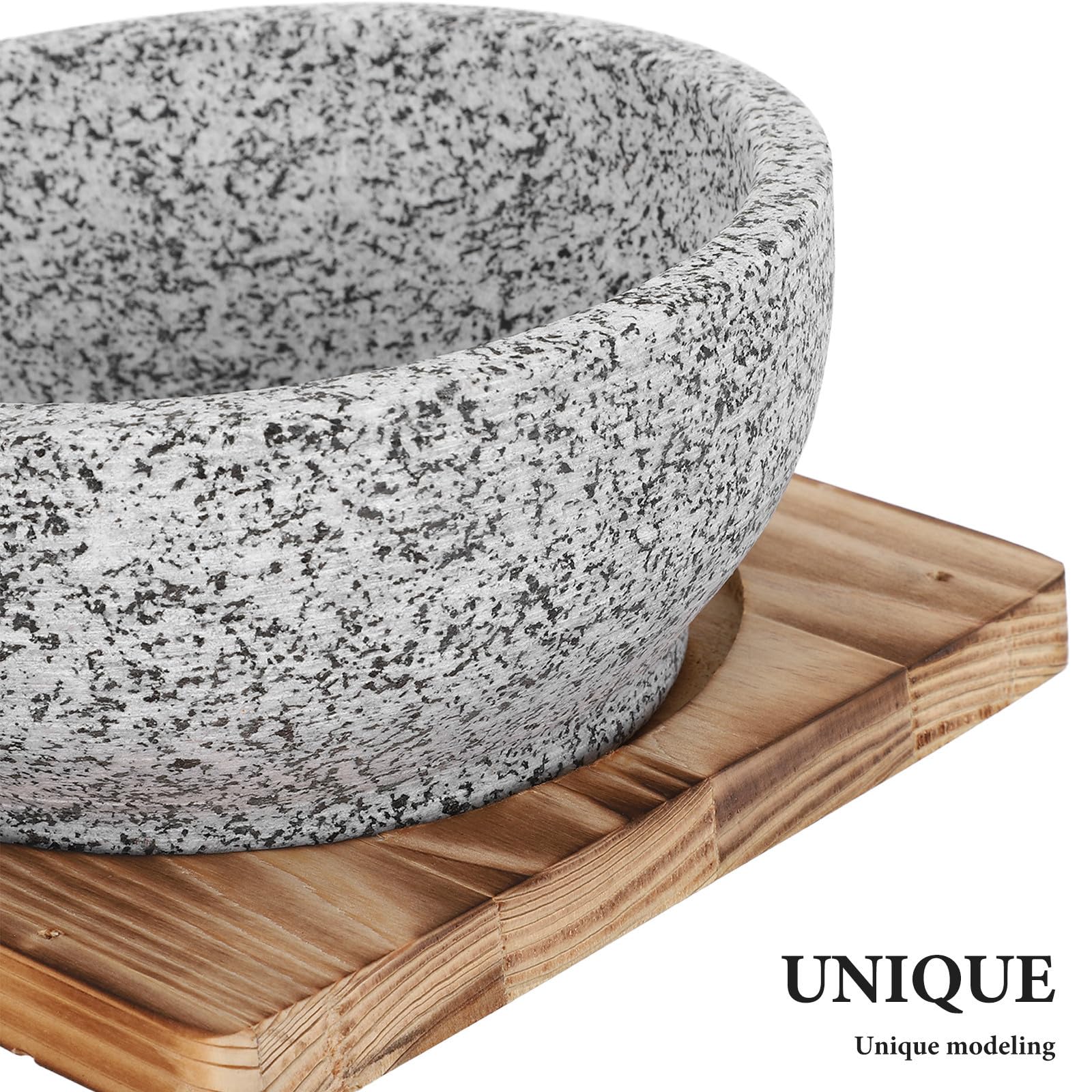 Sosoport Bol de Bibimbap Coréen en Pierre avec Couvercle et Plateau 16 CM