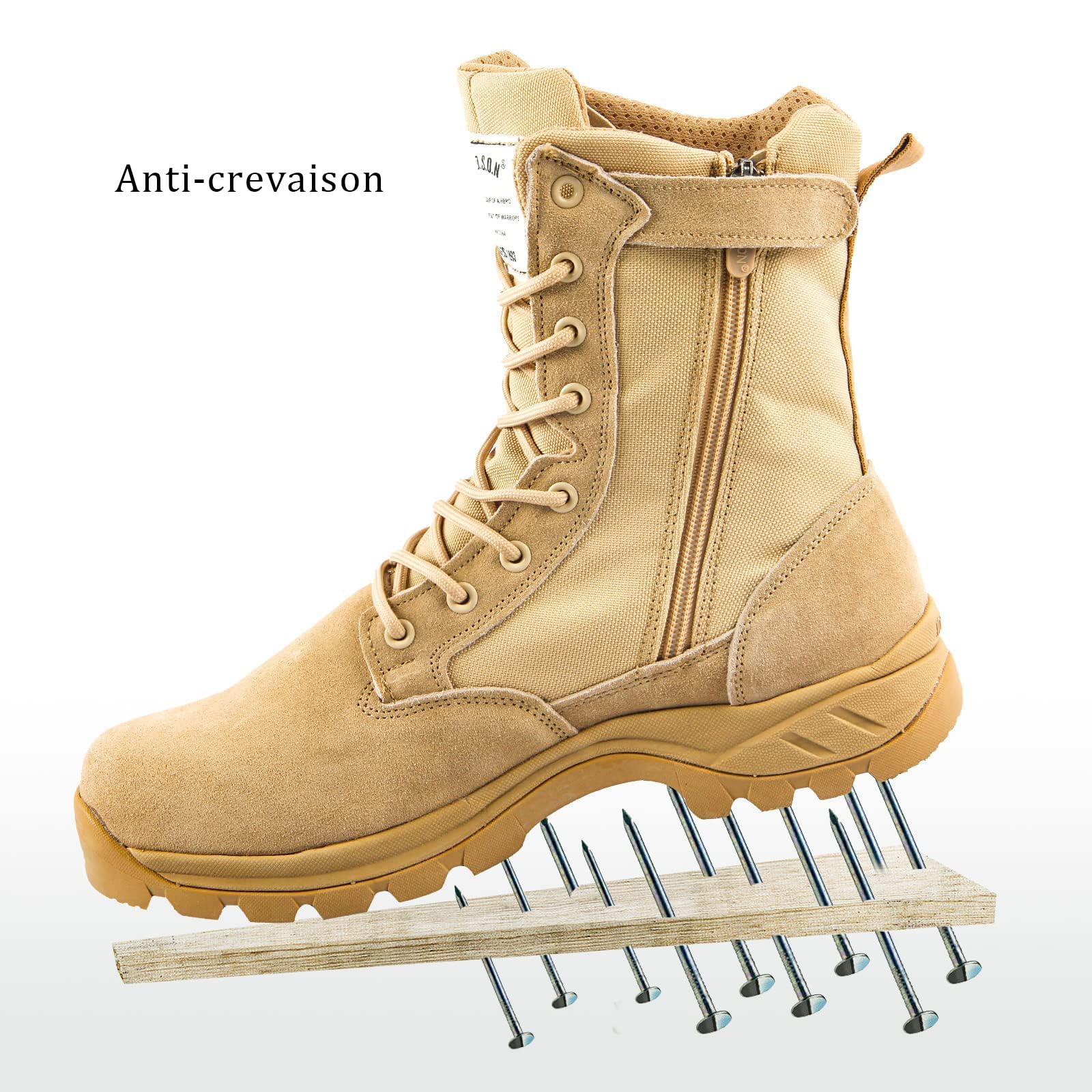 Image secondaire de IODSON Bottes de Militaires travail tactiques Hommes légères rangers de Randonnée moto combat montante bottines cuir Avec fermet