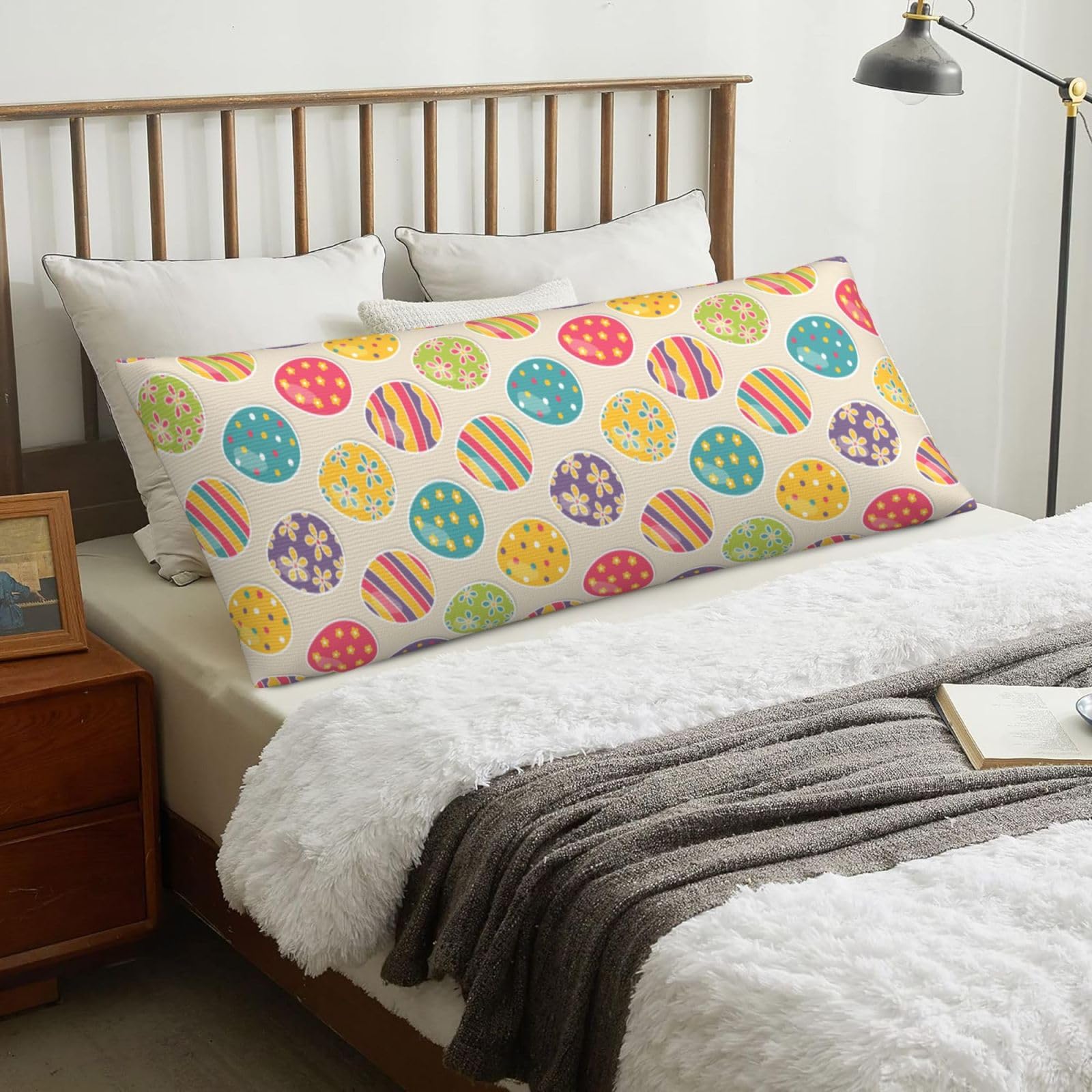 Easter Eggs, Body Pillow Cover with Zipper,Long Body Pillowcase 20 x 60 in