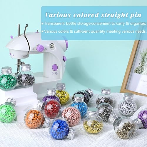 Miniatura 4 de Pnytty 600 alfileres de costura rectos para tela, alfileres de acolchado de 0.63 pulgadas, pequeños alfileres de costura rectos con cabeza de bola