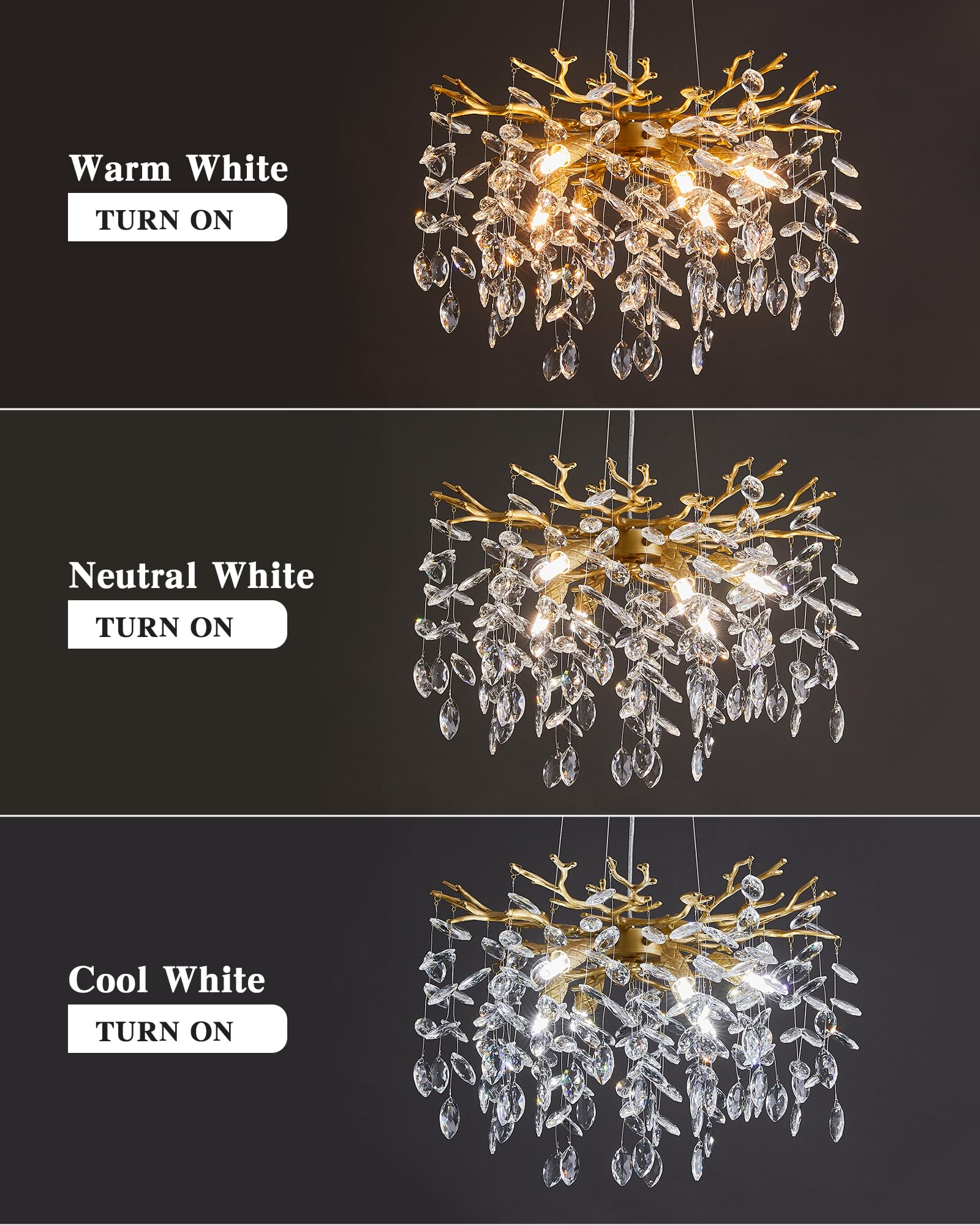 The Best Chandelier Lights in 2026 3 Modern Tree Branch Crystal Chandelier Luxury Gold Crystal Pendant Lighting 18' C — product photo