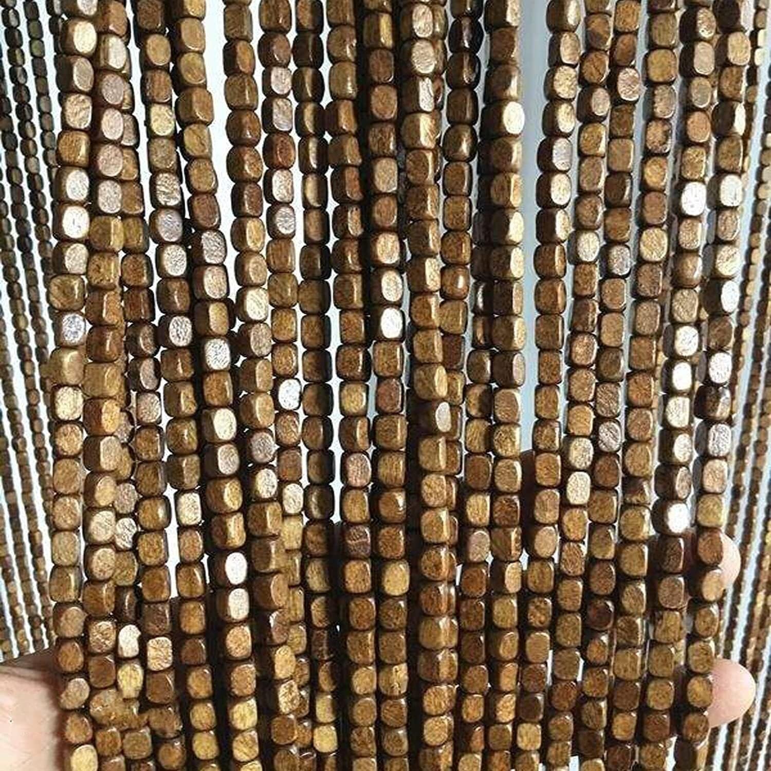 Rideau de perles en bois naturel pour séparation de pièce et salon zen