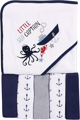 Miniatura 18 de Luvable Friends Toalla unisex con capucha para bebé con cinco toallas pequeñas, pato para el baño, talla única Pato Bathtime,niño zorro,Niño