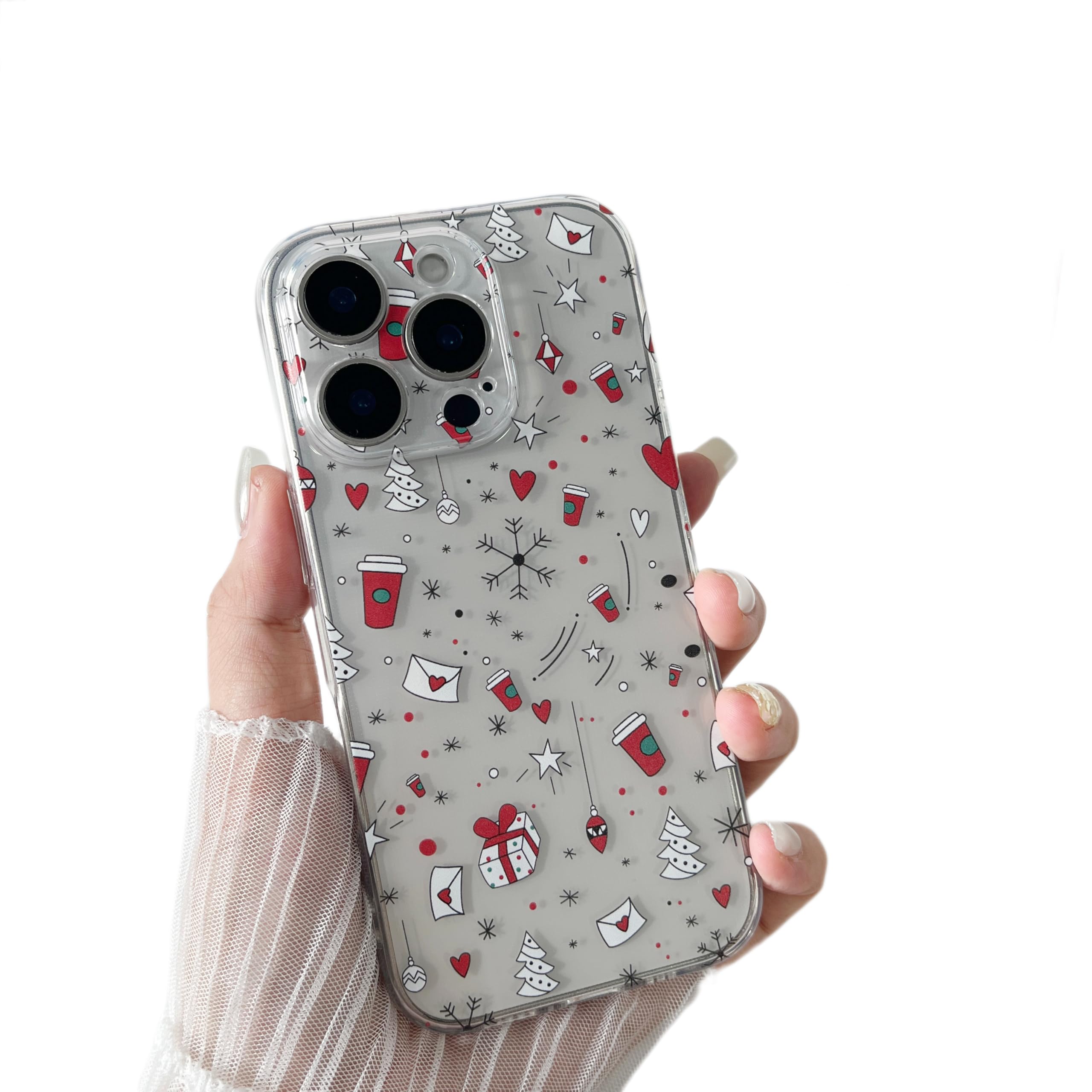 ZTOFERA Christmas Phone Case for iPhone 11 Pro Max 6.7 inch,Clear Cute Merry Christmas Pattern Phone Case Gifts Transparent Hard PC +TPU Bumper