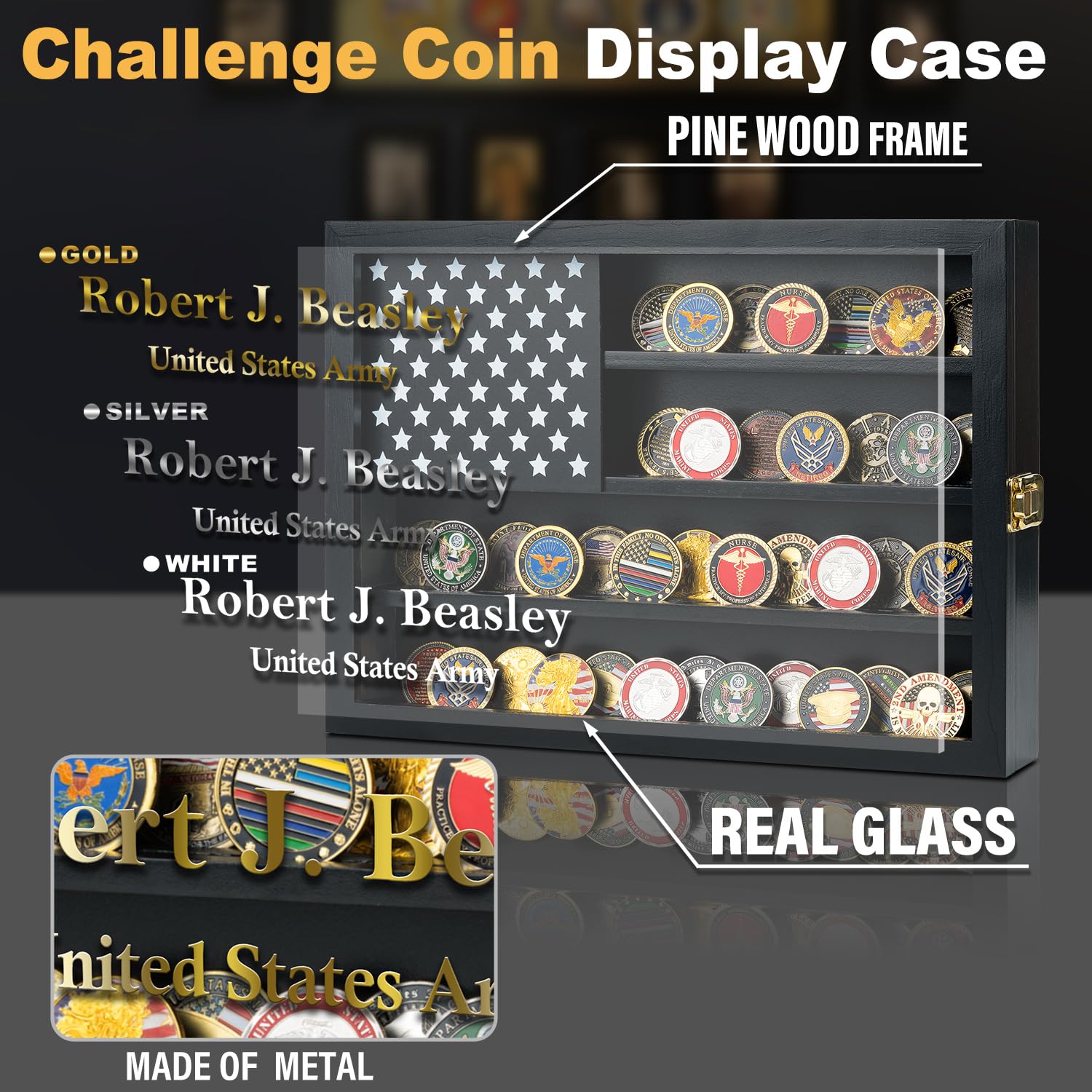 Amazon.com: Personalized Challenge Coin Display Case 11x15 Inch