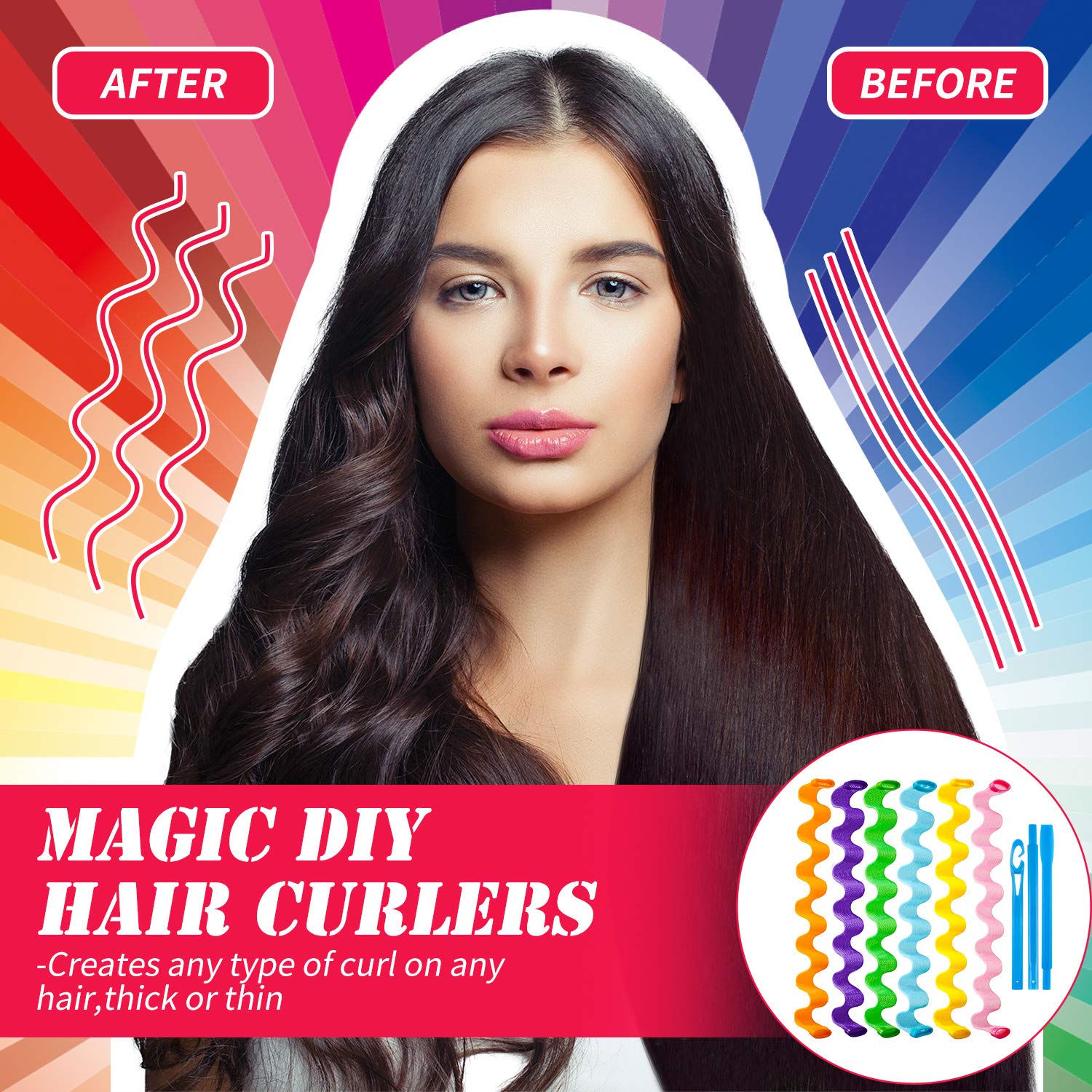 30 Pieces Hair Curlers Spiral Curls Styling Kit No Heat Hair Curlers