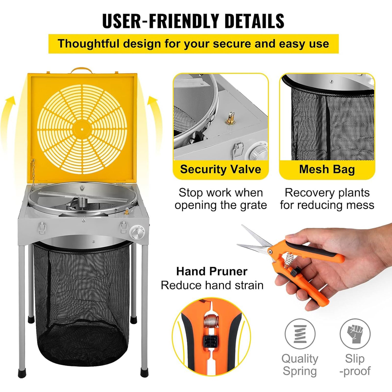Recortadora automática de cogollos y Hojas, Recortadora rotativa eléctrica, con Protector de Seguridad y Mango, para Cortar Hojas secas y mojadas.