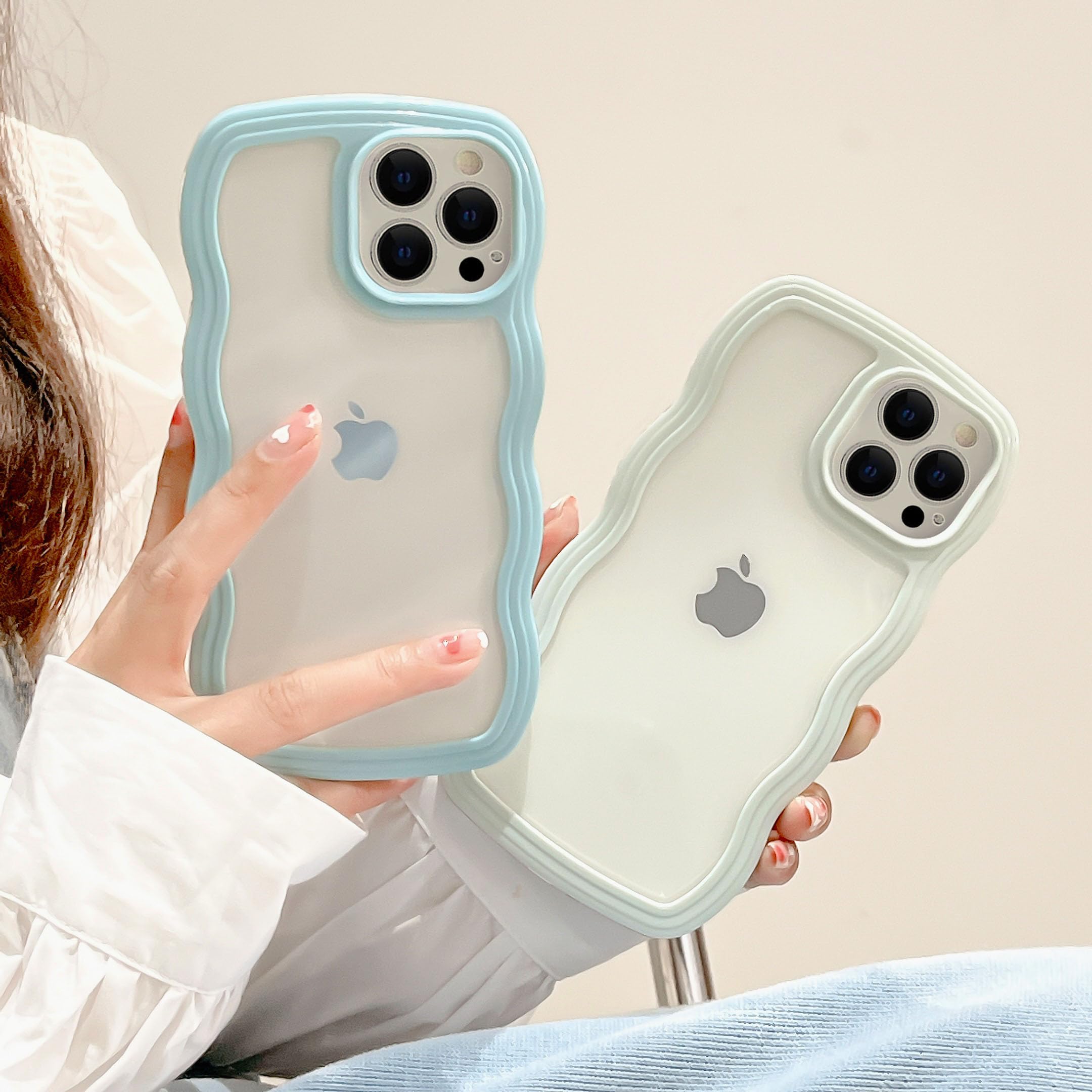 QLTYPRI Custodia Per IPhone 14 Plus Con Bordo Ondulato - Cover Trasparente TPU Morbida, Antiurto, Supporta Ricarica Wireless - Viola