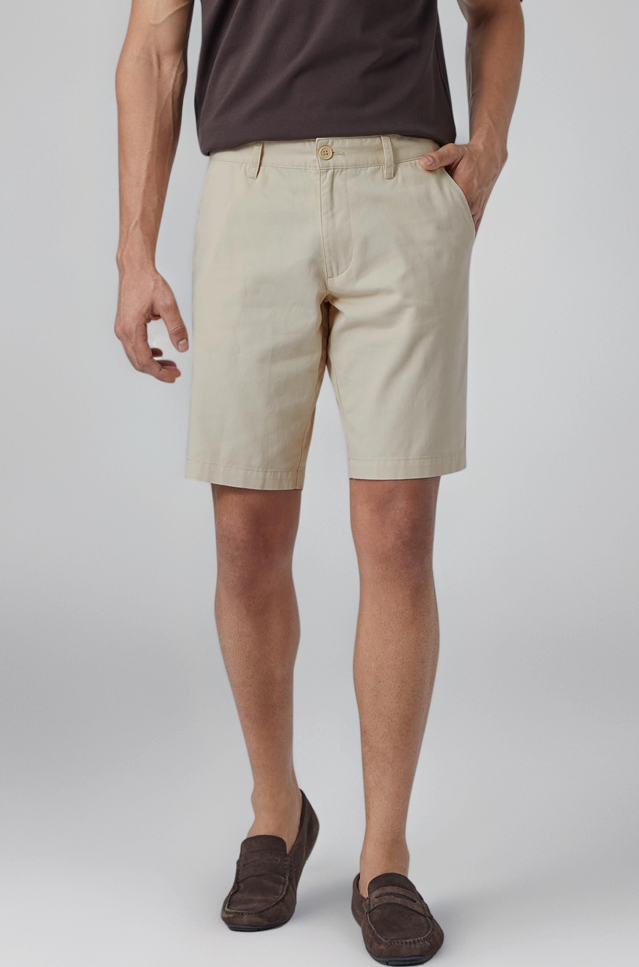XYXX Men's Element Chino Shorts | Solid Straight Fit | 100% Cotton with Dual Pockets & Plus Sizes