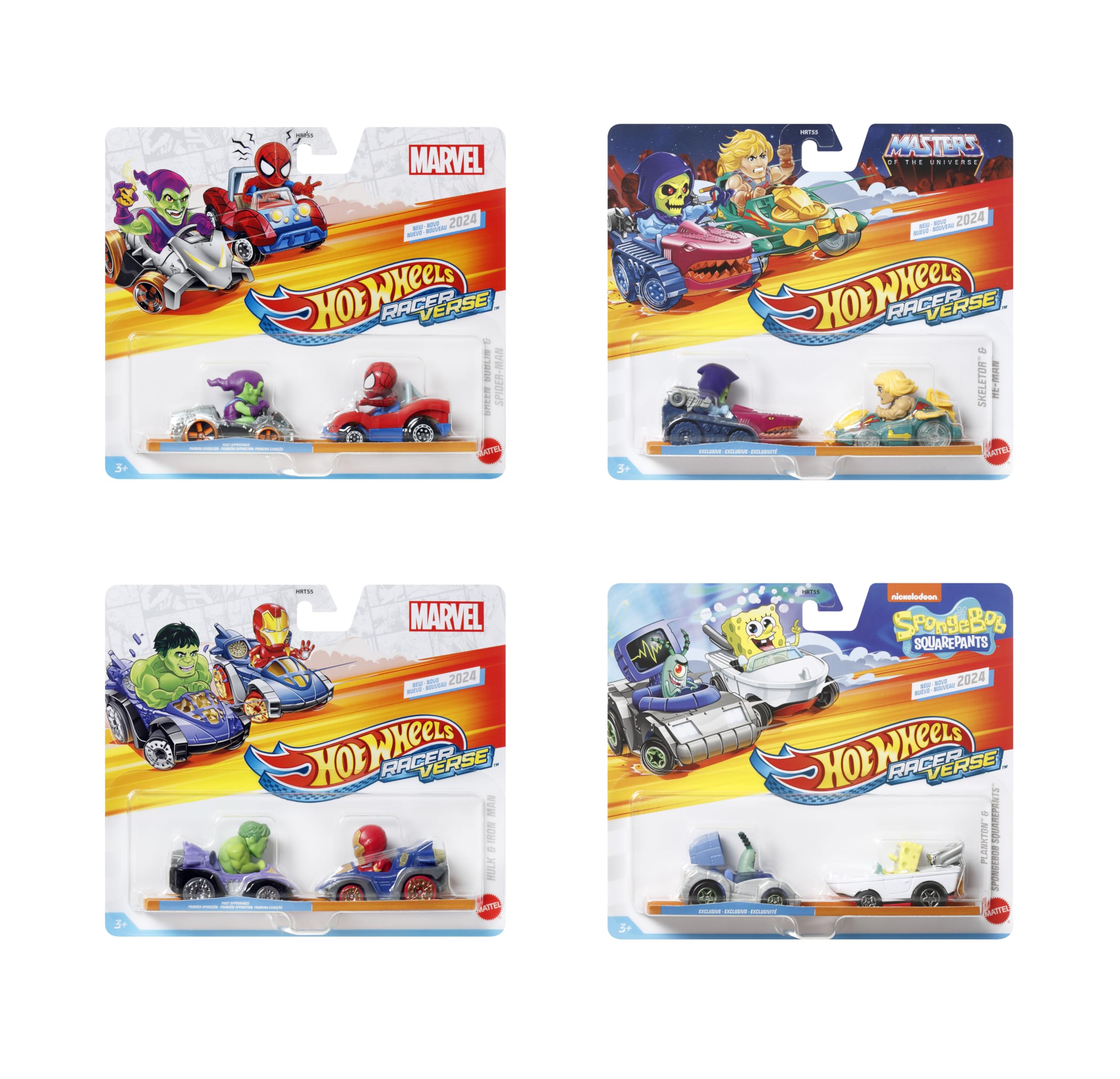 Hot Wheels RacerVerse Zabawka Pojazd Pakiet niespodzianka z dwoma samochodami wyścigowymi dla dzieci w wieku od 3 lat
