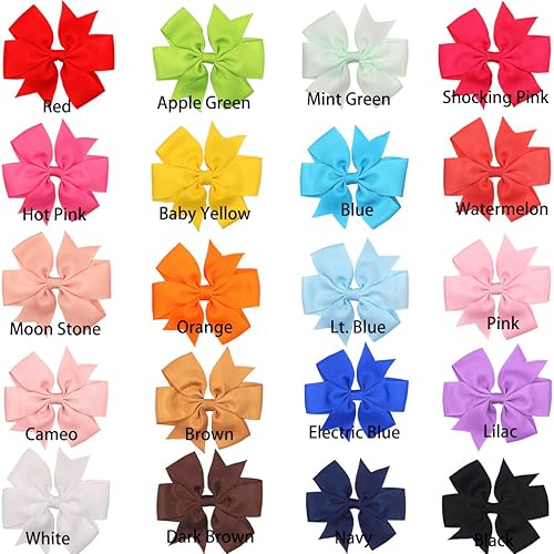 Miniatura 2 de CÉLLOT 40 lazos de grogrén boutique de 3 pulgadas para el pelo, pinzas de cocodrilo para niñas, accesorios para adolescentes, regalos en pares