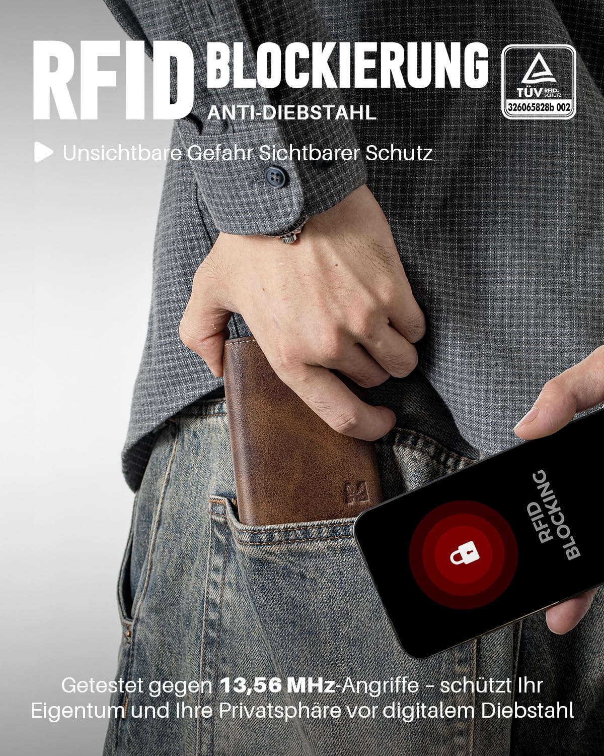 Geldbörse Herren mit Münzfach & RFID-Schutz, Smart Wallet mit Sichtfenster, Portmonee Geldbeutel Herren, Portemonnaie Herren mit 6 Kartenfächern für bis zu 11 Karten (Braun)
