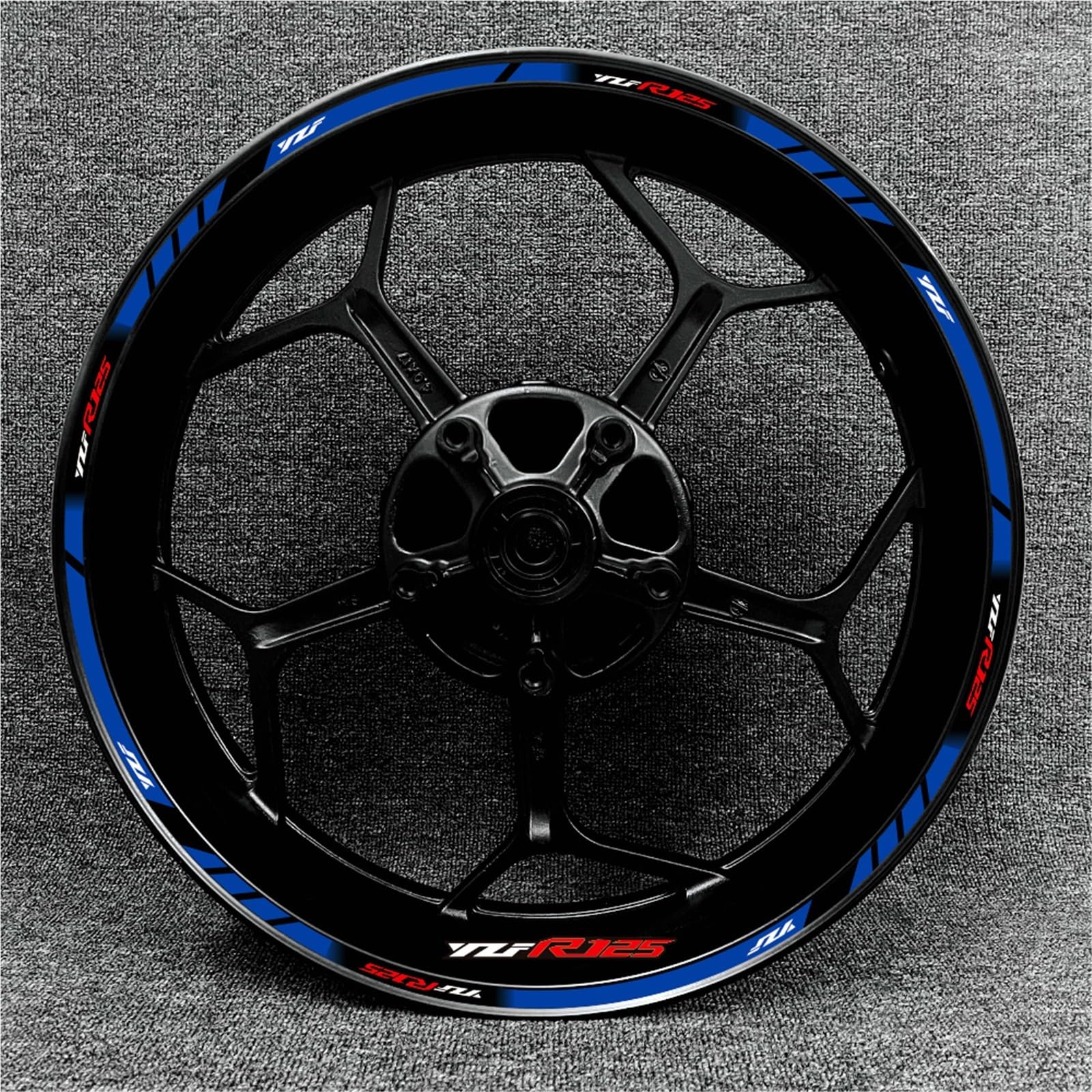 Dekorative Aufkleber 17 Zoll Motorradzubehör Radaufkleber Reflektierende Streifen Felgenaufkleber Für Yamaha YZF R125(Blu)